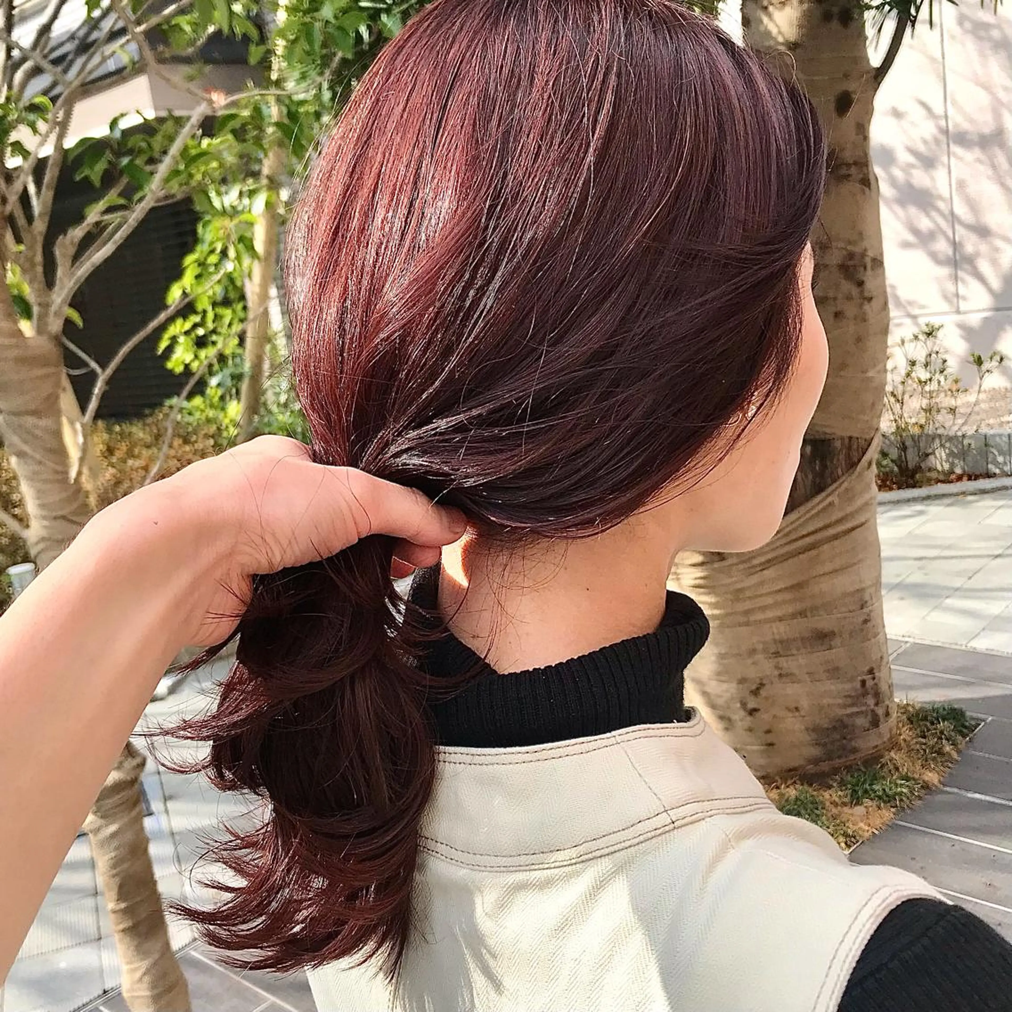 ミディアム カラー カシス 透明感カラー ピンクカラー トリートメント ヘアカラー トリートメント 松田 卓也のヘアスタイル