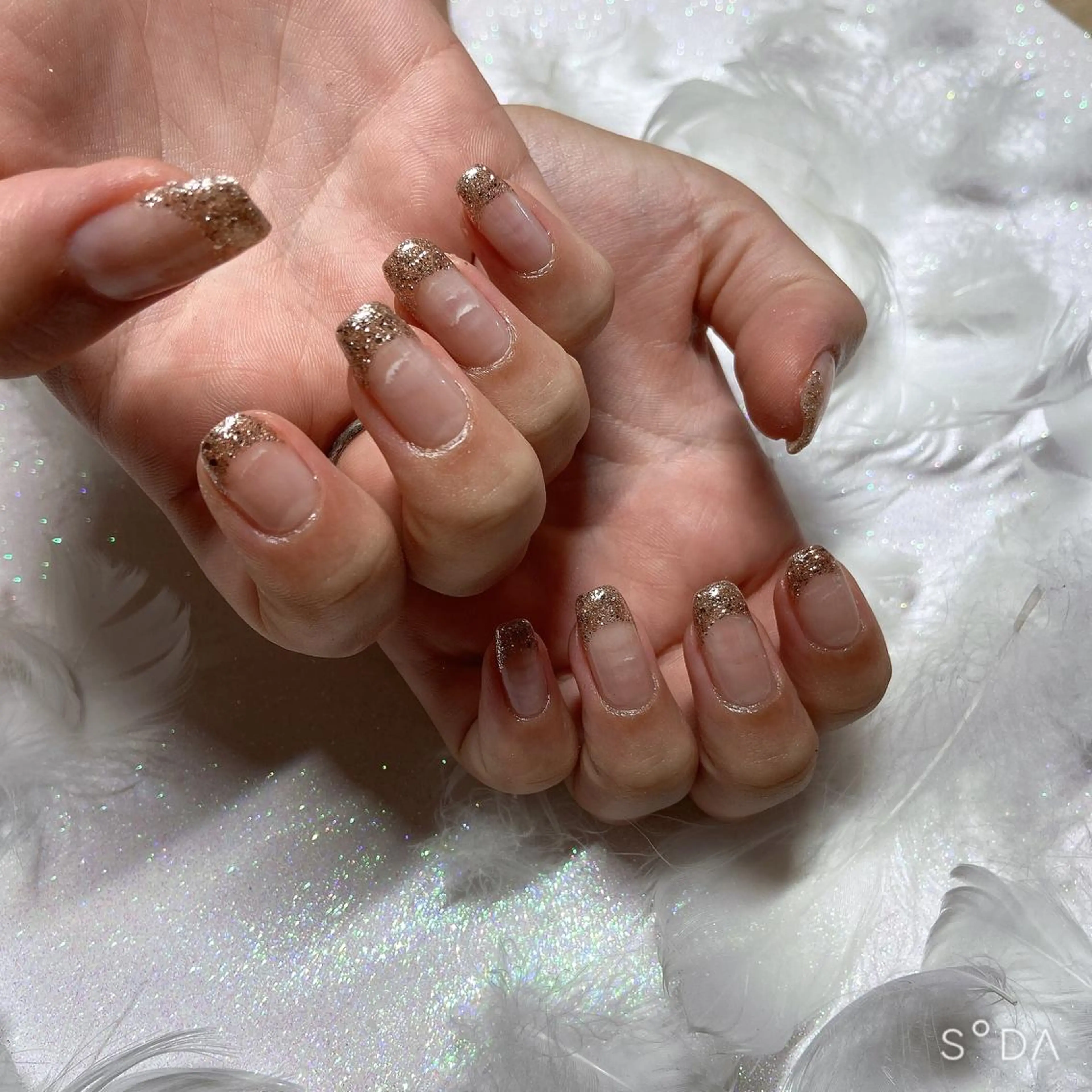 ネイル フレンチネイル ラメ(グリッター) nailbios所属・nailbios .tomo.のネイルデザイン