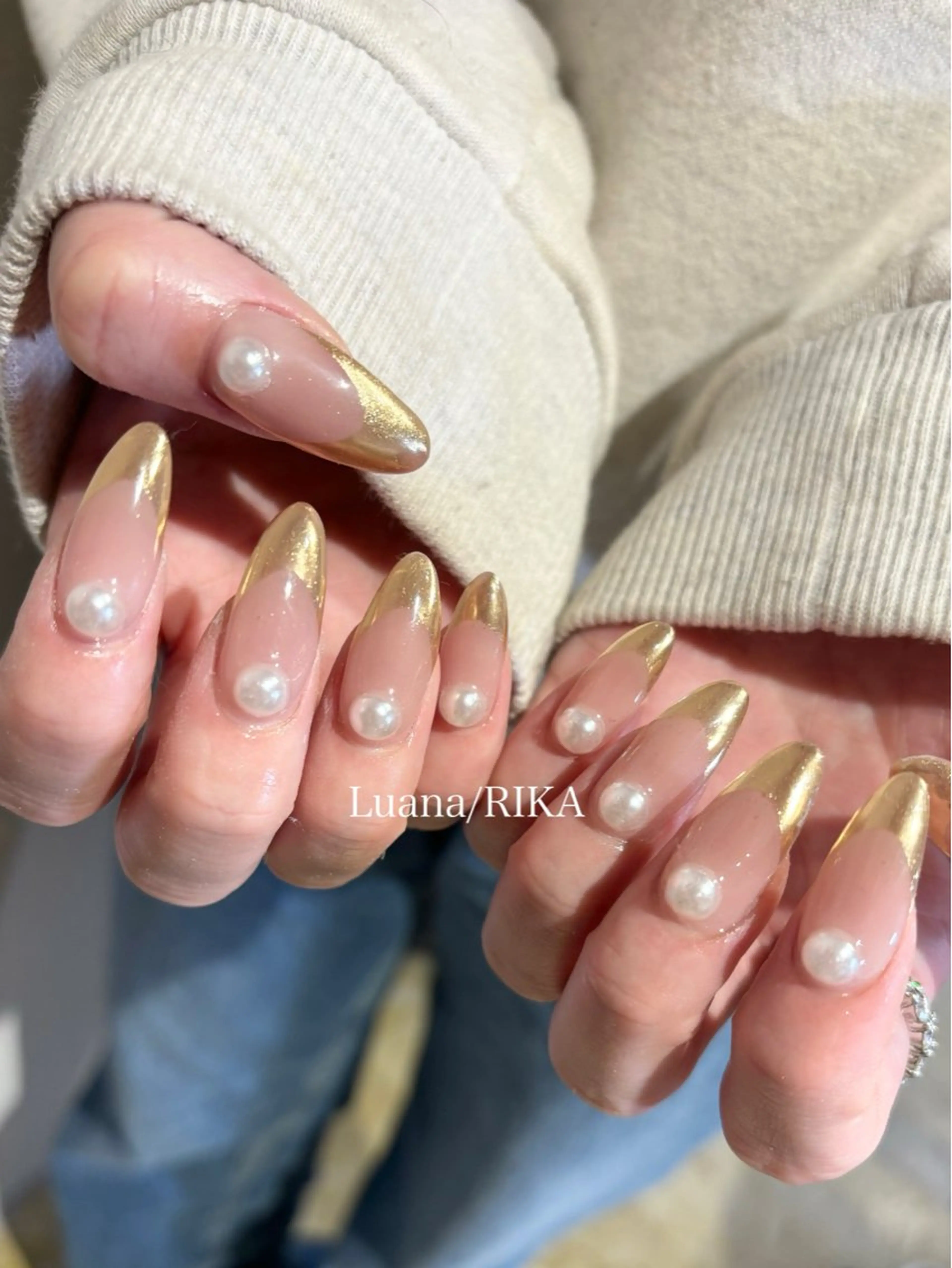 ネイル フレンチネイル ミラーネイル ハンドネイル Nail Salon Luana Rikaのネイルデザイン