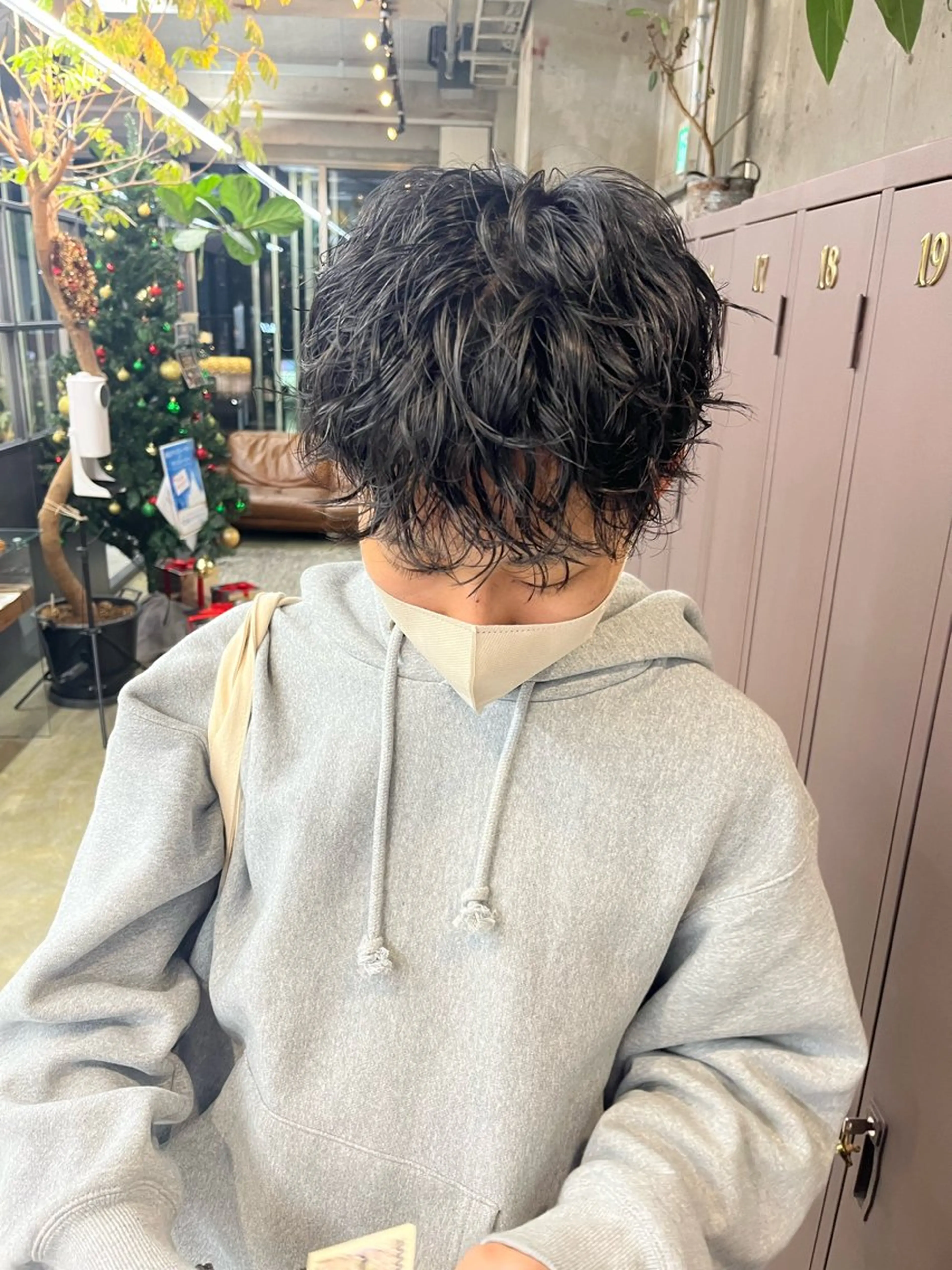 ショート パーマ メンズ メンズパーマ スパイラルパーマ ナガノリノ /ボブ/ ベージュ/暖色のヘアスタイル