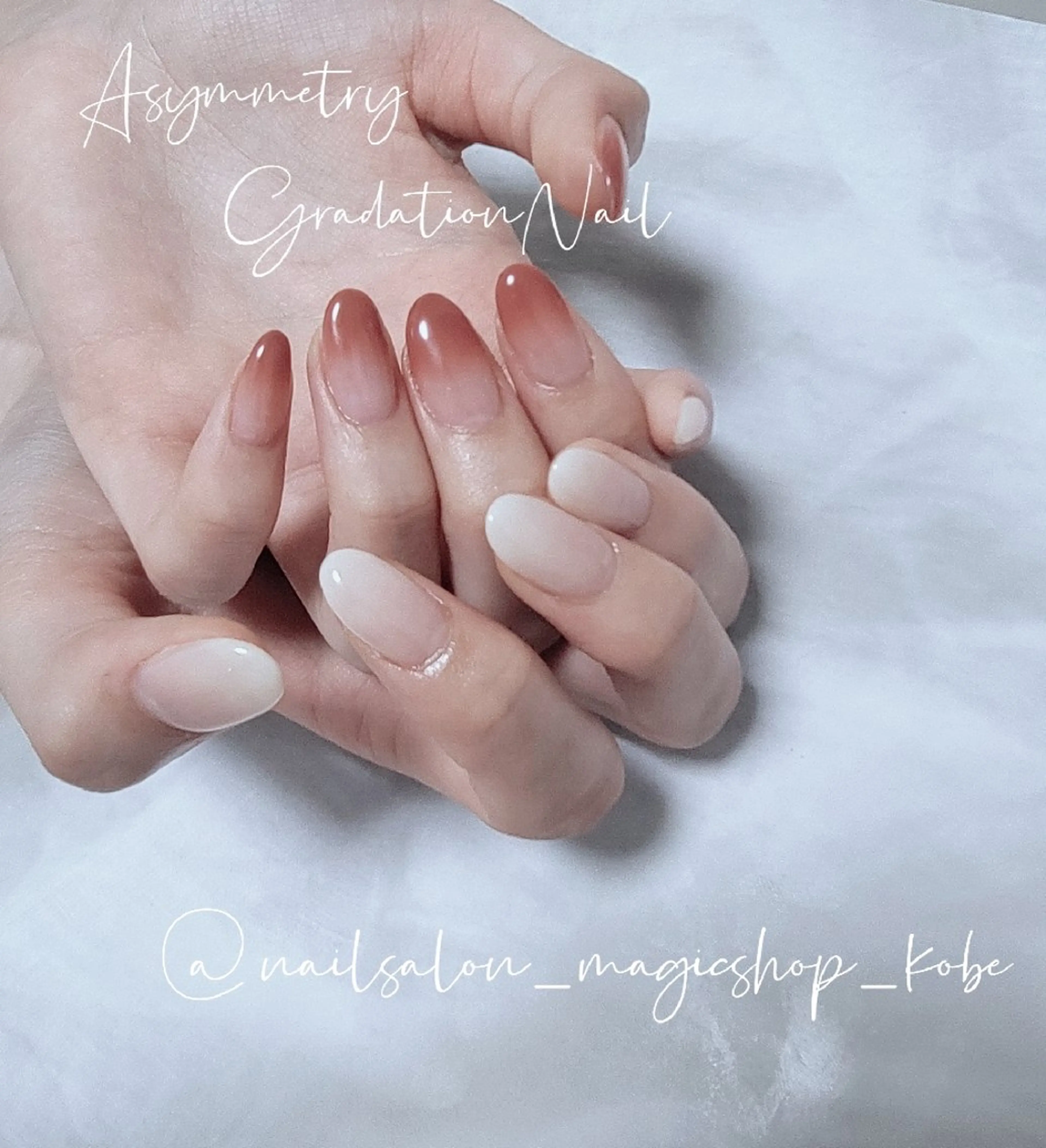 ネイル ブラウン ジェルネイル グラデーション ピンク ソフトジェル ハンドネイル Nailsalon MagicShopのネイルデザイン