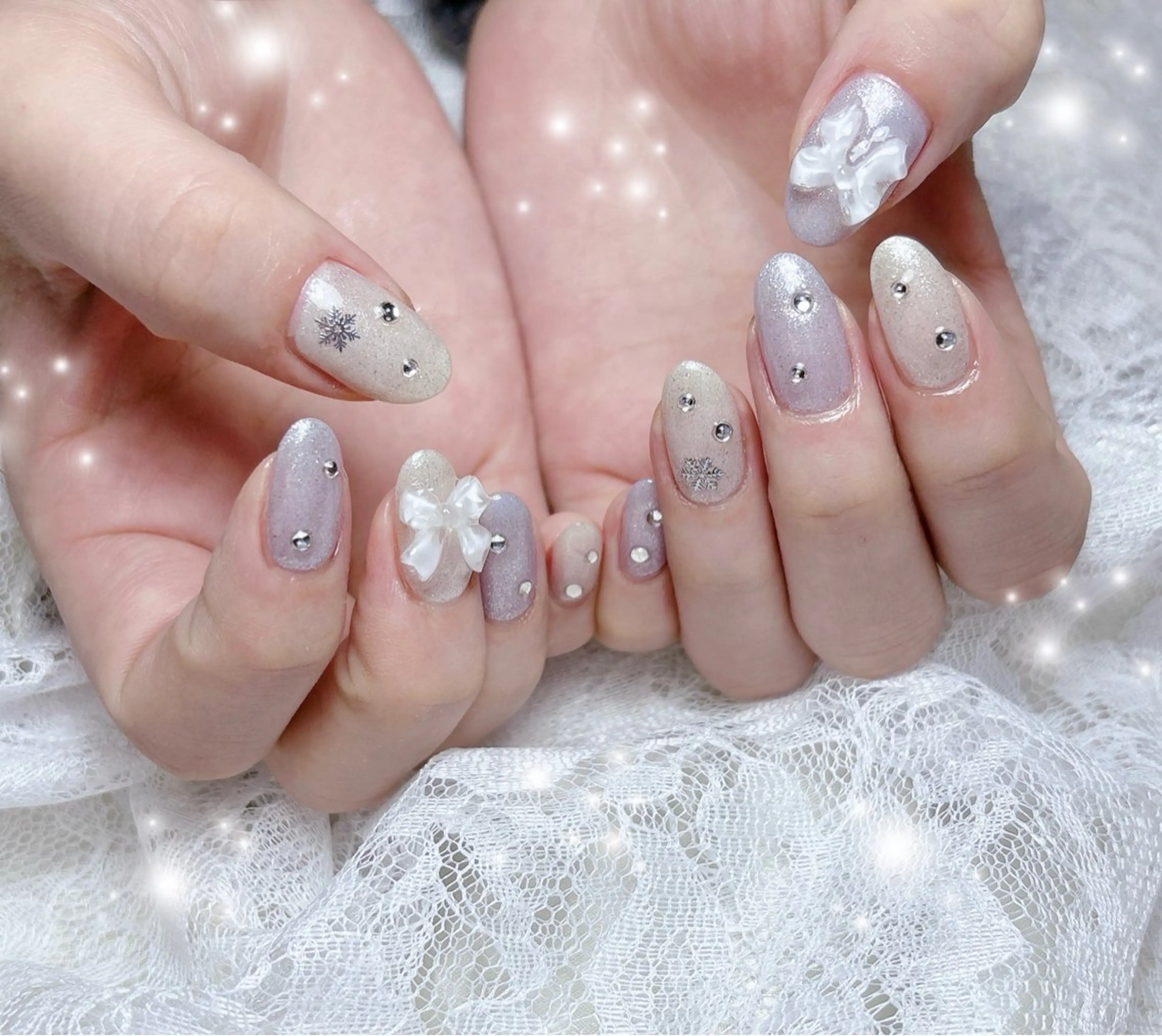 ネイル 冬ネイル ハンドネイル FLARE NAIL フレアネイルのネイルデザイン
