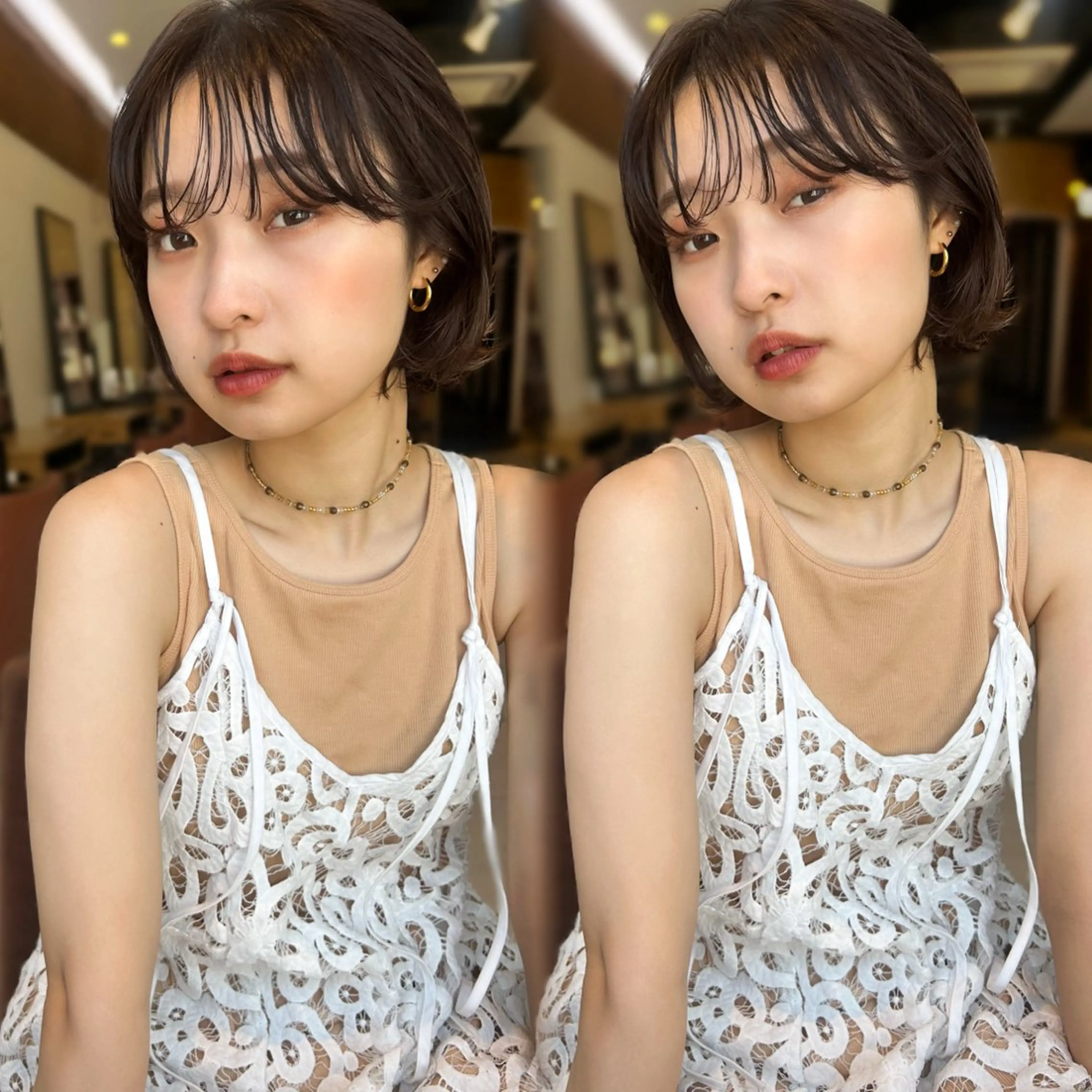 ショート カラー ブラウンカラー ヘアカラー トリートメント このか/似合わせ/ 透明感/ダブルカラーのヘアスタイル