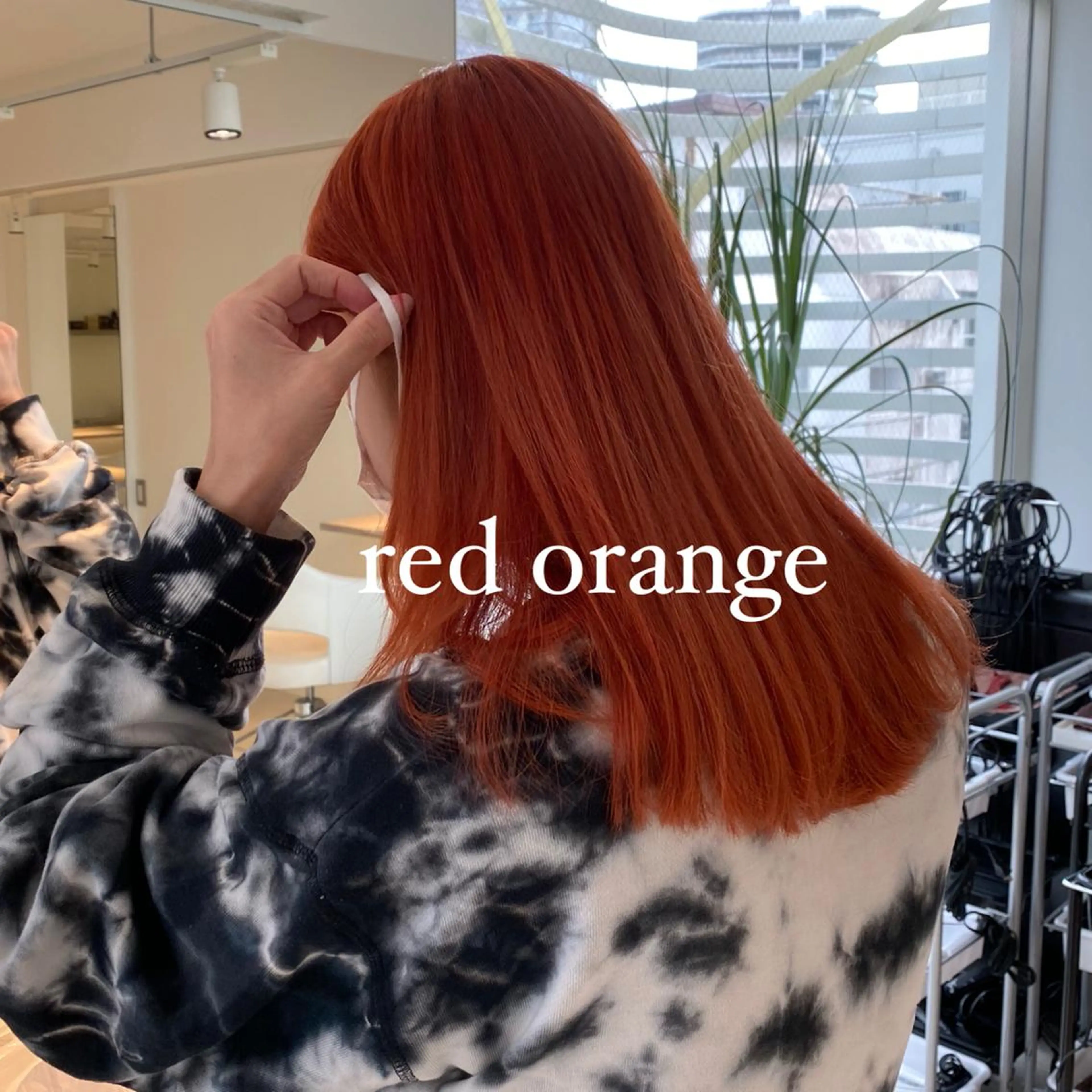 セミロング カラー オレンジ レッドカラー ヘアカラー トリートメント ヘアセット 絶対カワイイ保証💕 カワノ　チヒロのヘアスタイル