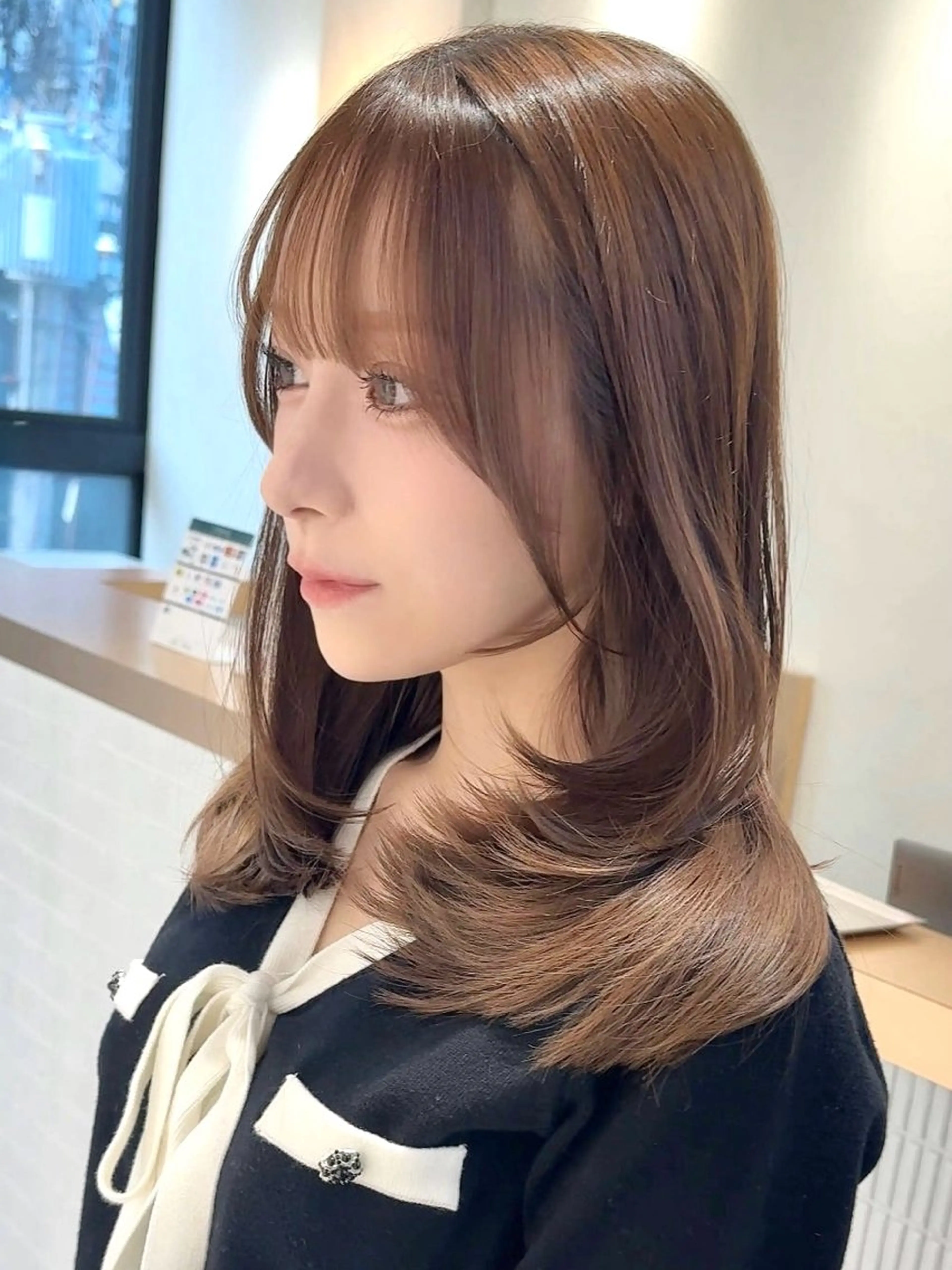 ミディアム ミディアムレイヤー 韓国風ヘア レイヤーカット ワンホンレイヤー 難波/レイヤーカット zina【辻優也】のヘアスタイル