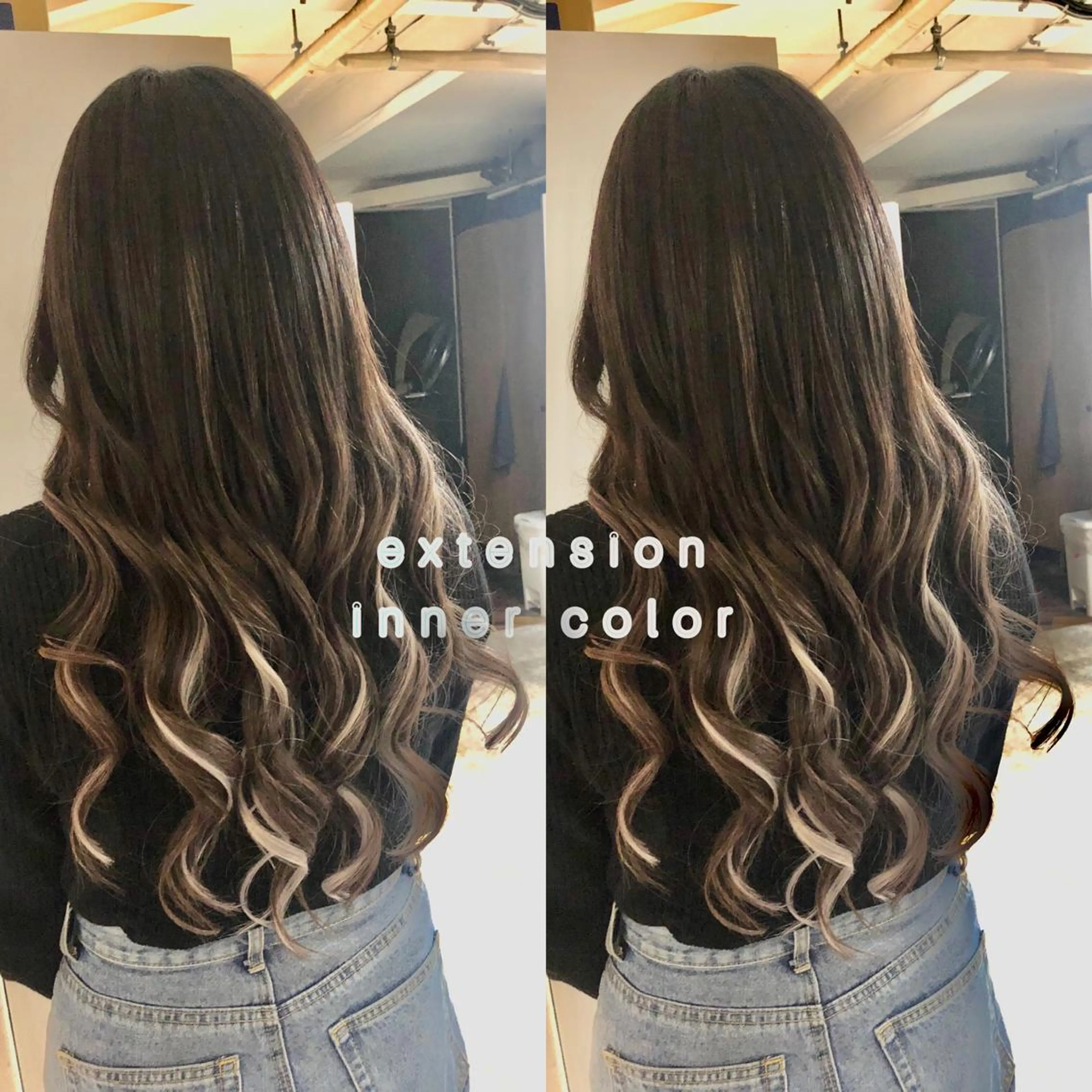 ロング カラー ヘアアレンジ シールエクステ バレイヤージュ ブリーチ ブルーカラー ブラウンカラー カット ヘアカラー トリートメント alpha. カラーエクステ下妻のヘアスタイル