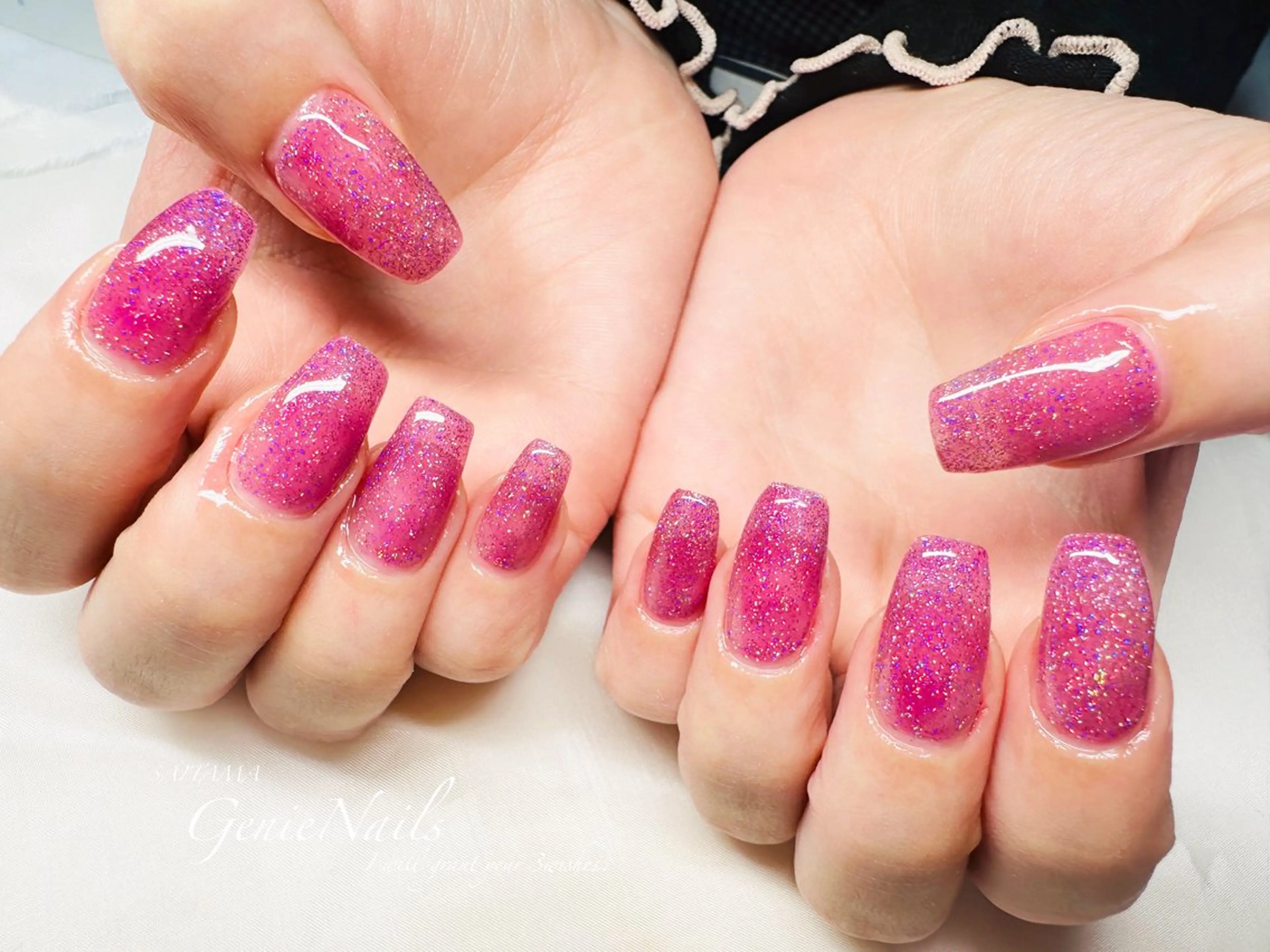 ネイル アートネイル 長さ出し ロングネイル 持ち込み 春ネイル Genie Nailsのネイルデザイン