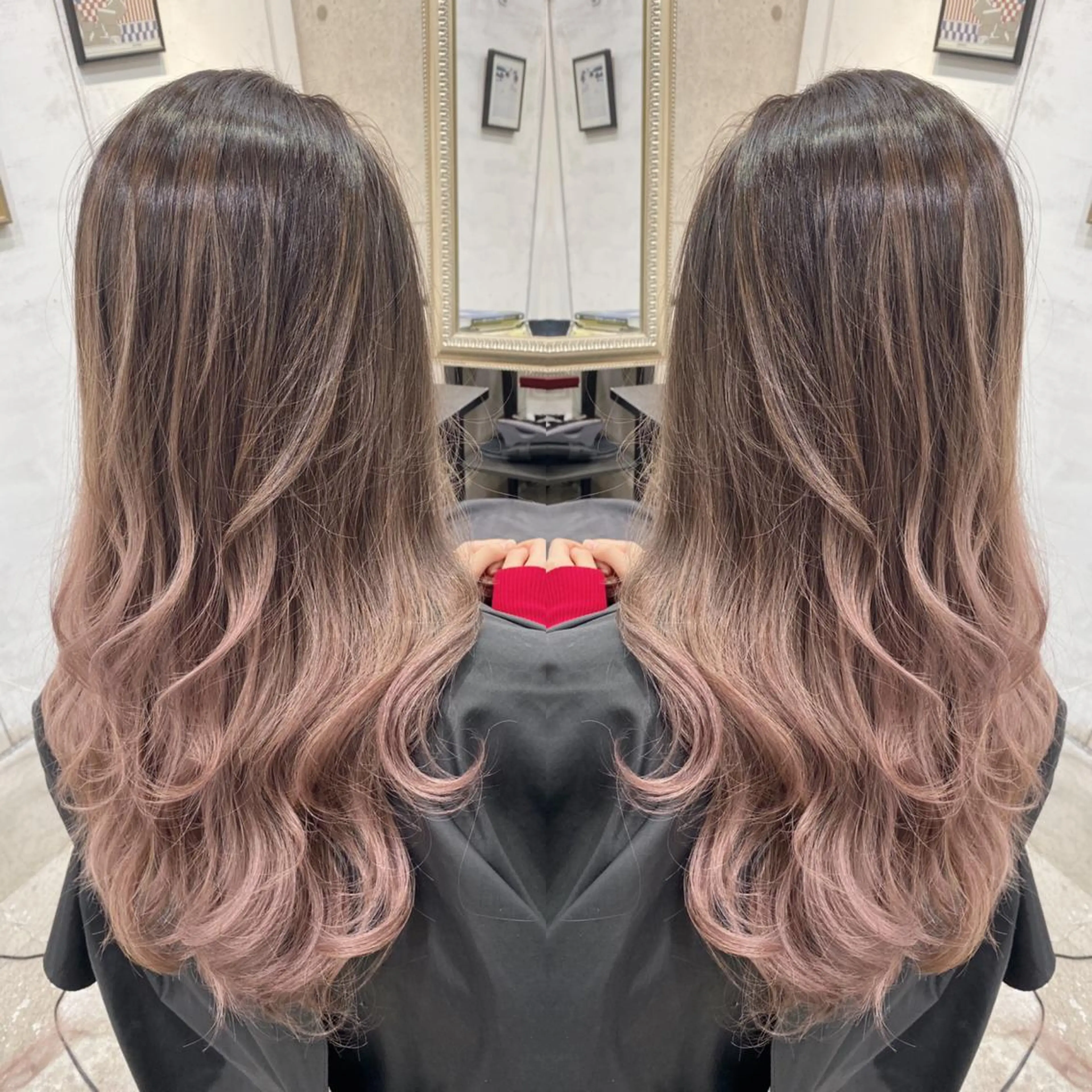 ロング カラー ヘアアレンジ バレイヤージュ レイヤーカット ヘアカラー トリートメント BANK'S hair所属・📌 トレンド×韓国 髪質改善寺坂雄飛📌のヘアスタイル