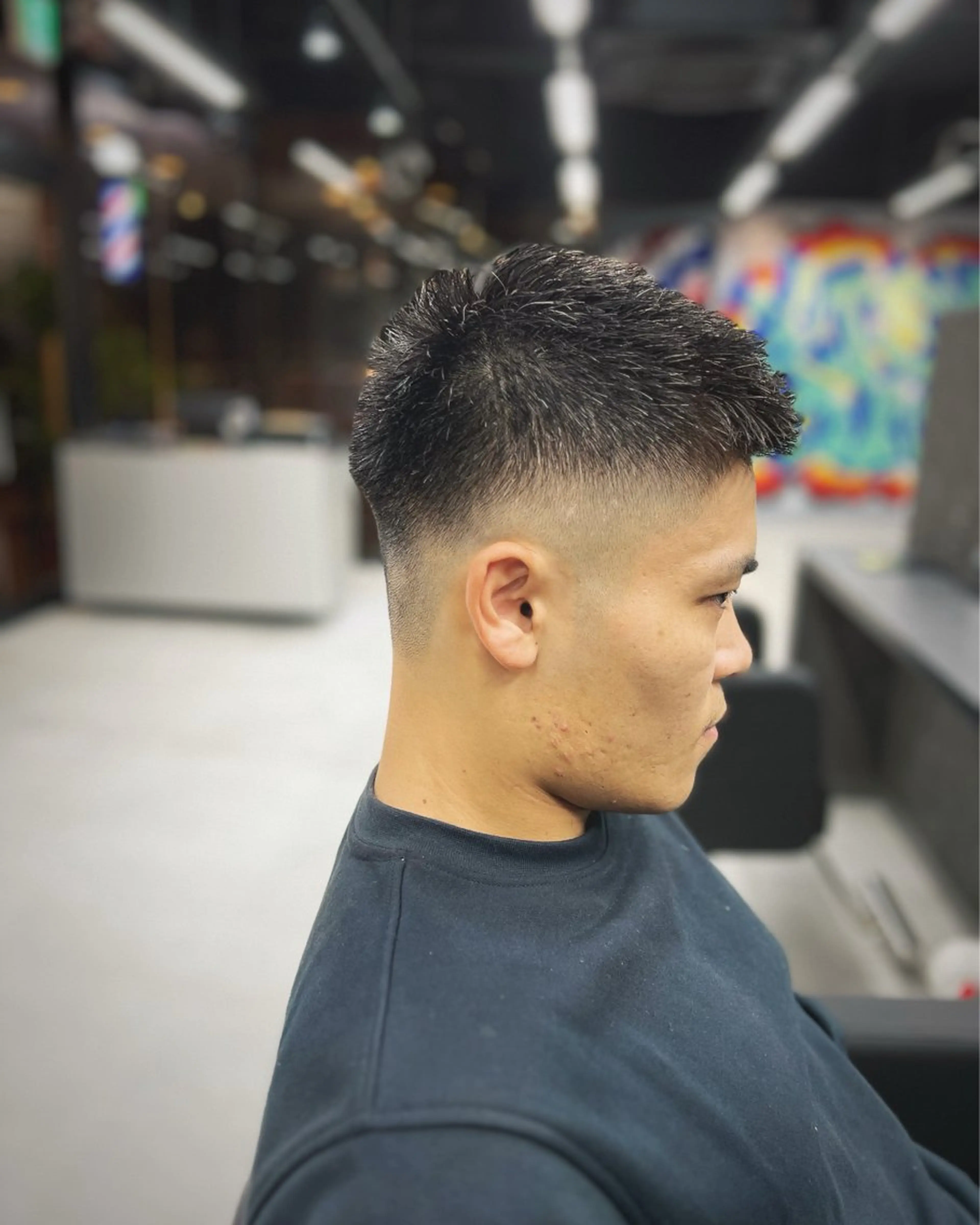 ショート メンズ メンズブリーチ フェードカット フェザーパーマ メンズパーマ スパイキーショート 錦糸町/Men's cutパーマ石川史弥のヘアスタイル