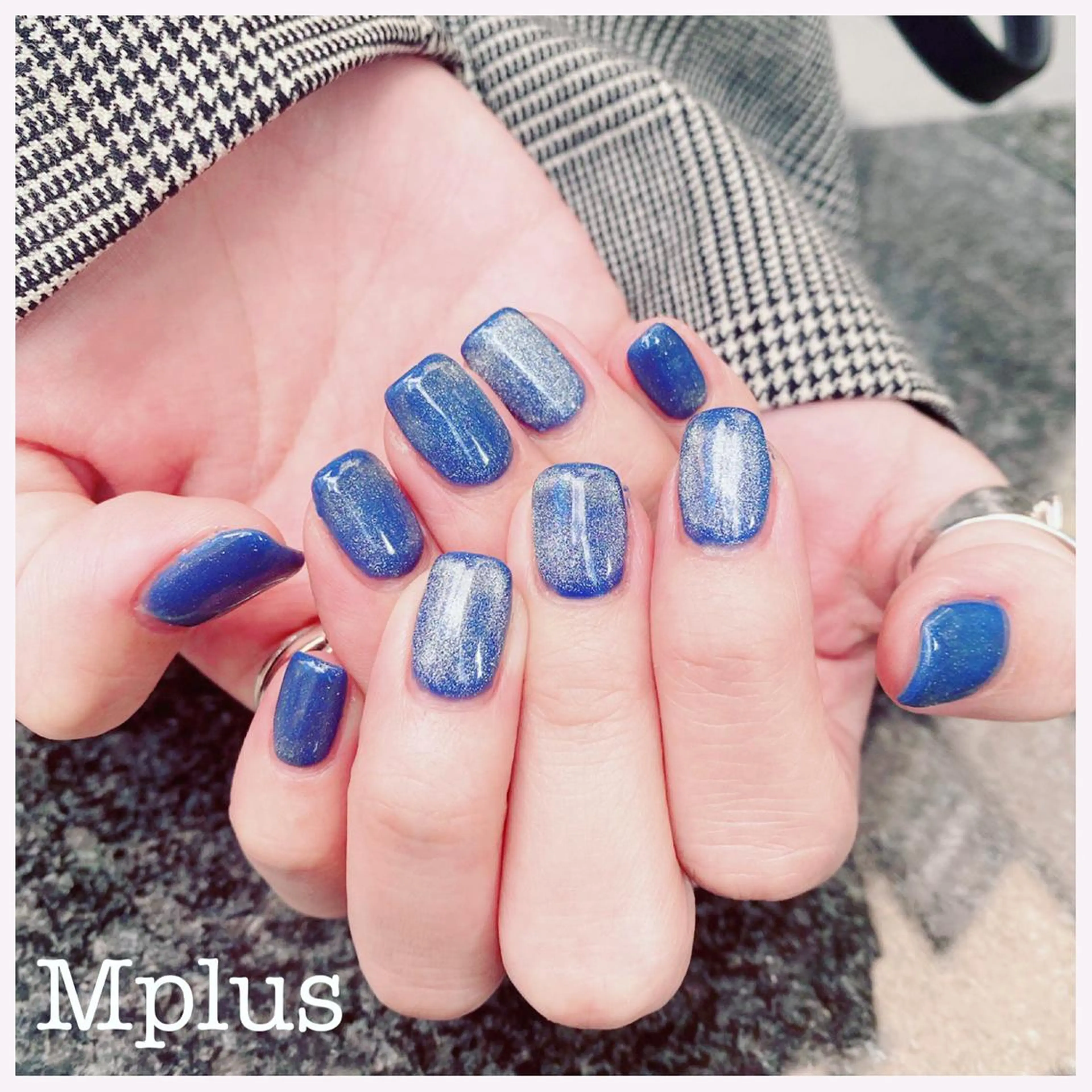 ネイル ジェルネイル マグネットネイル ネイビー ハンドネイル Mplus miyukiのネイルデザイン