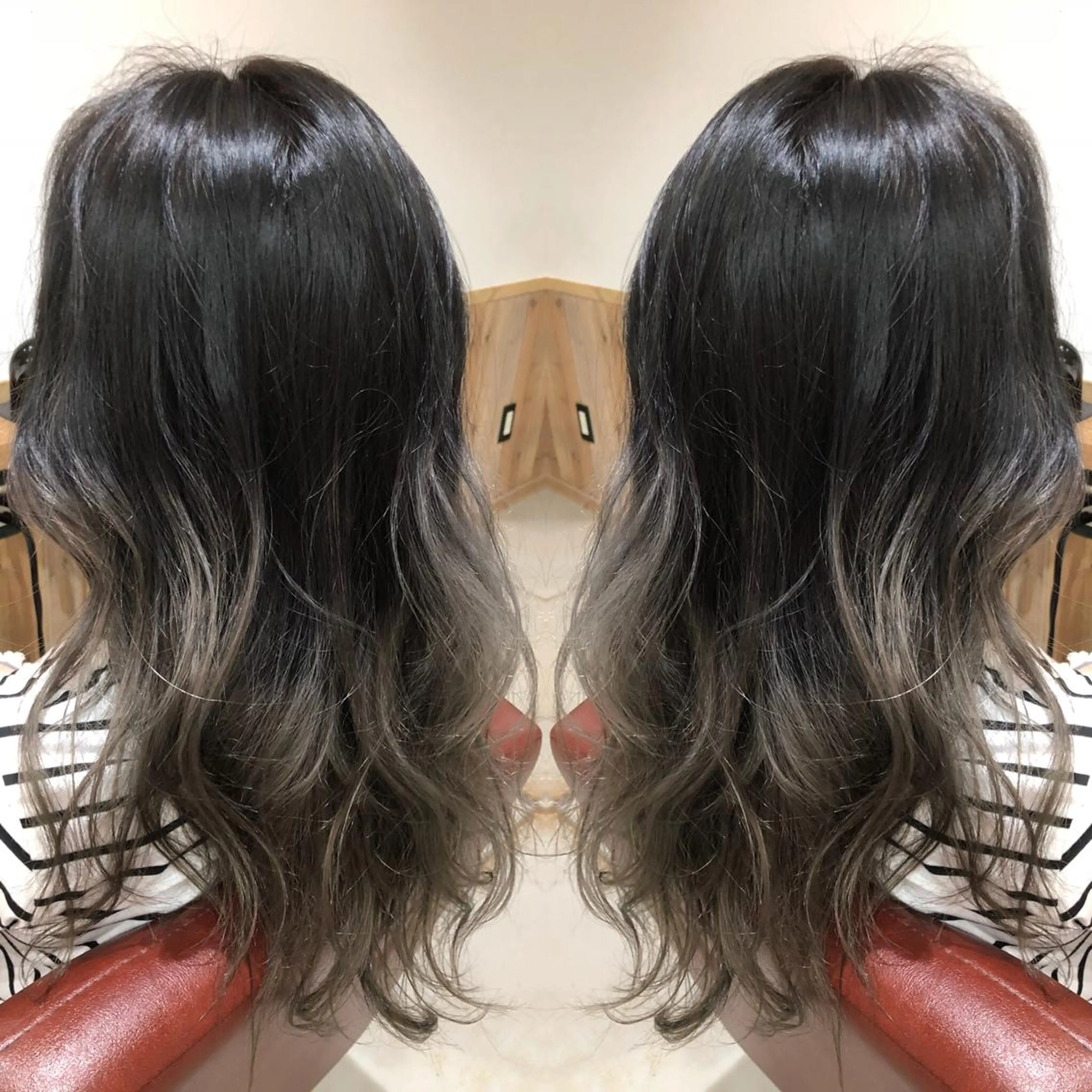 ロング カラー アッシュ ダークグレー M IIのヘアスタイル