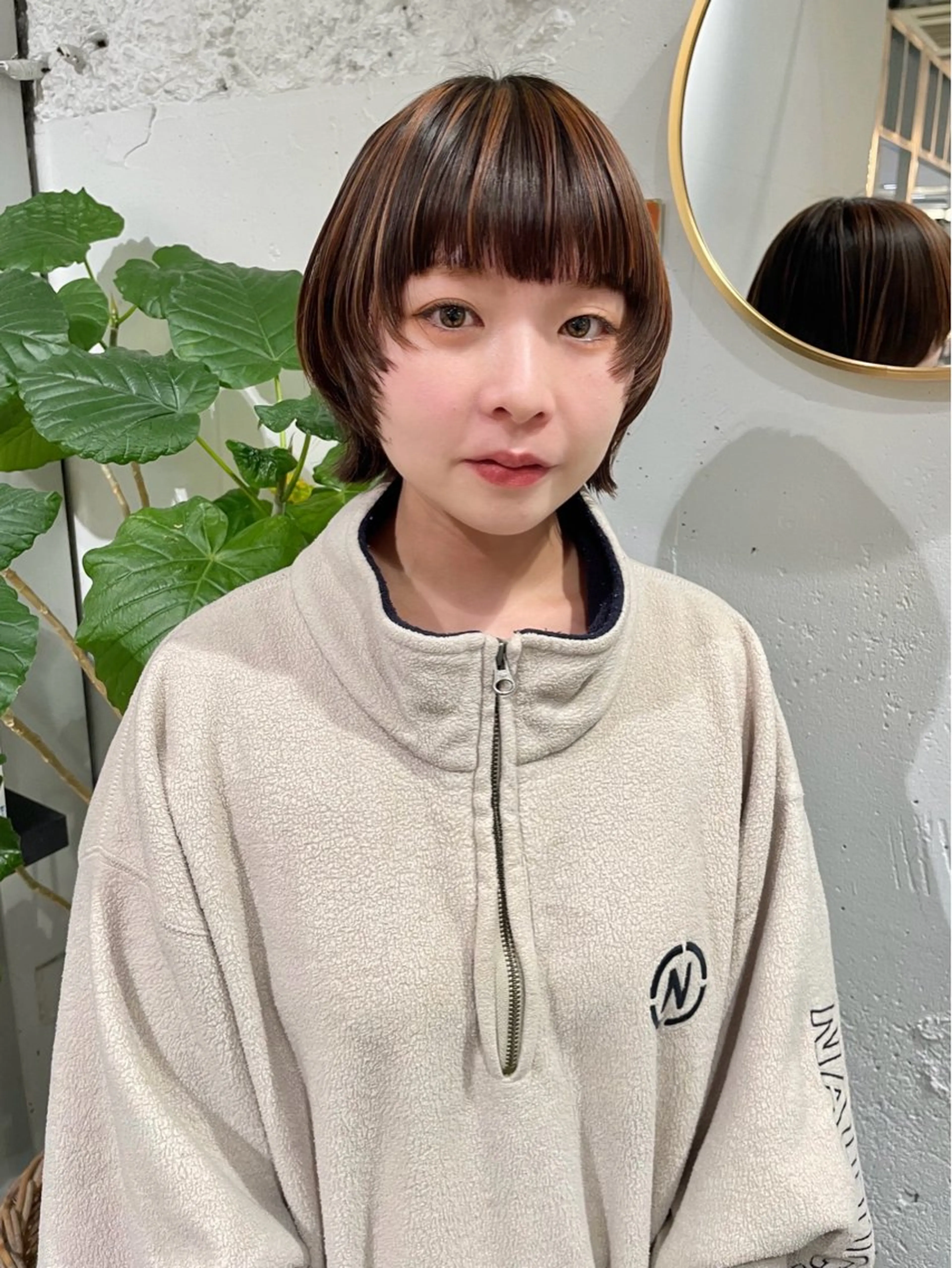 ミディアム カラー ブリーチ デザインカラー ブリーチなしカラー ボブ ウルフカット 栄/ウルフ/レイヤー RIHOのヘアスタイル