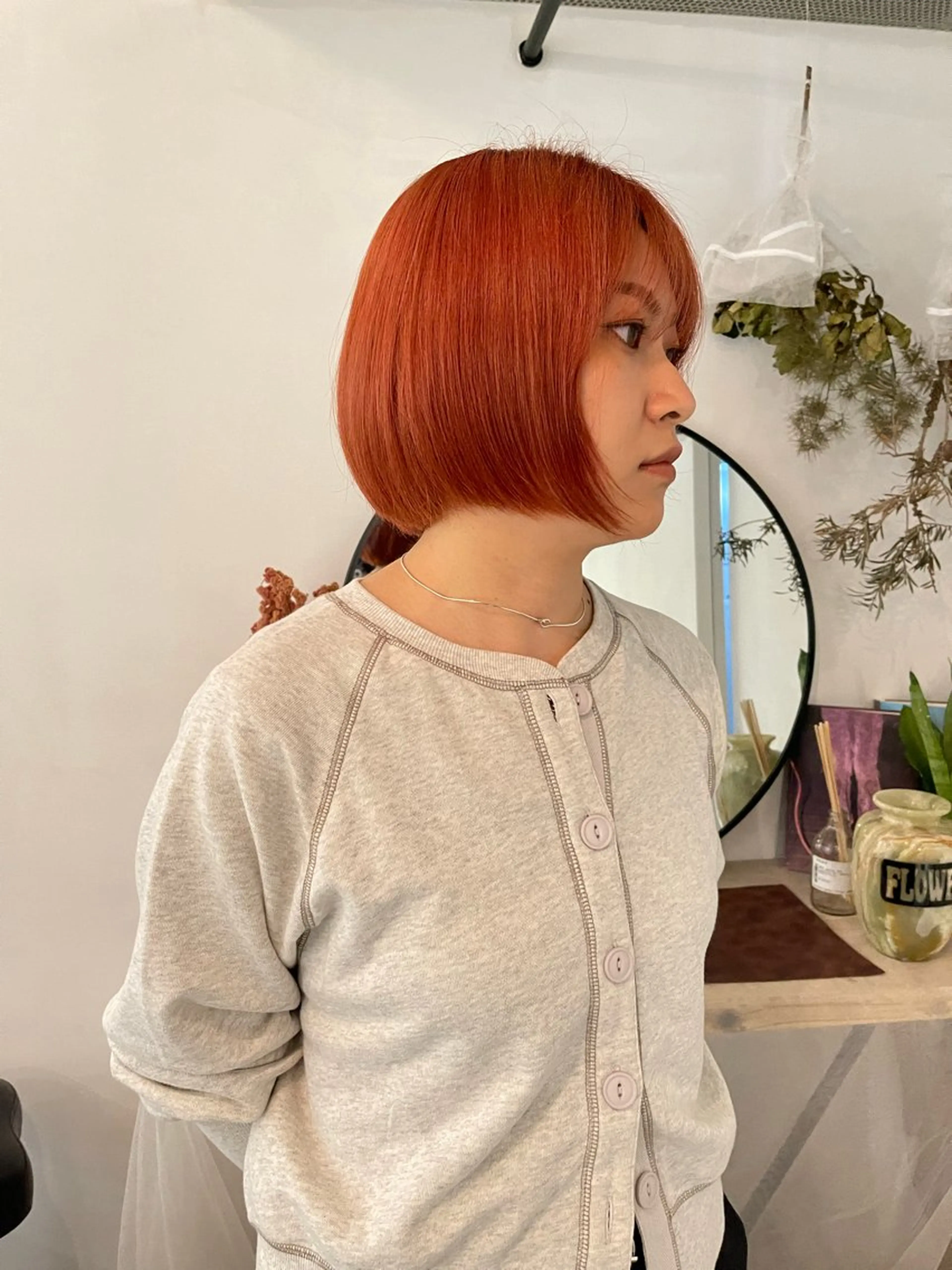 カラー ブリーチ オレンジ ヘアカラー レイヤー/ボブ /河内温太のヘアスタイル