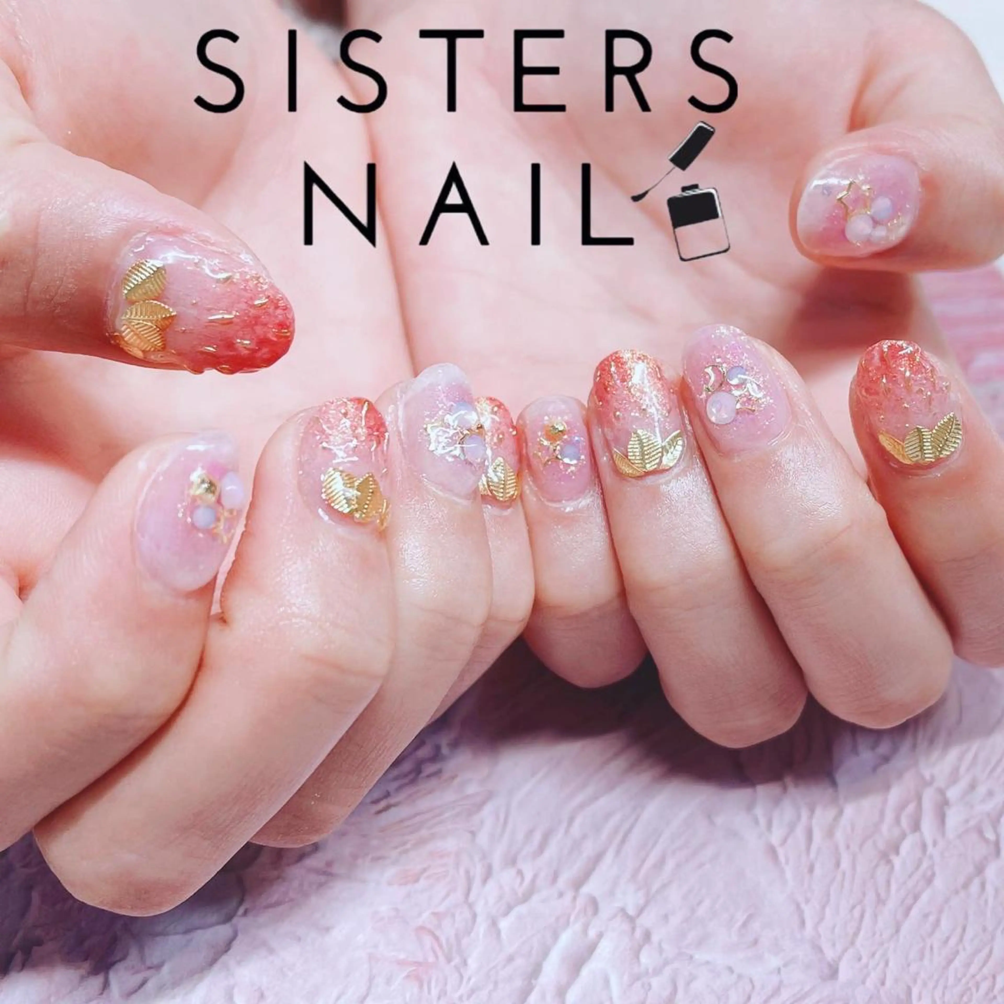 ネイル アートネイル チークネイル ミラーネイル ピンク 春ネイル ハンドネイル ハンドケア sisters nail.fのネイルデザイン