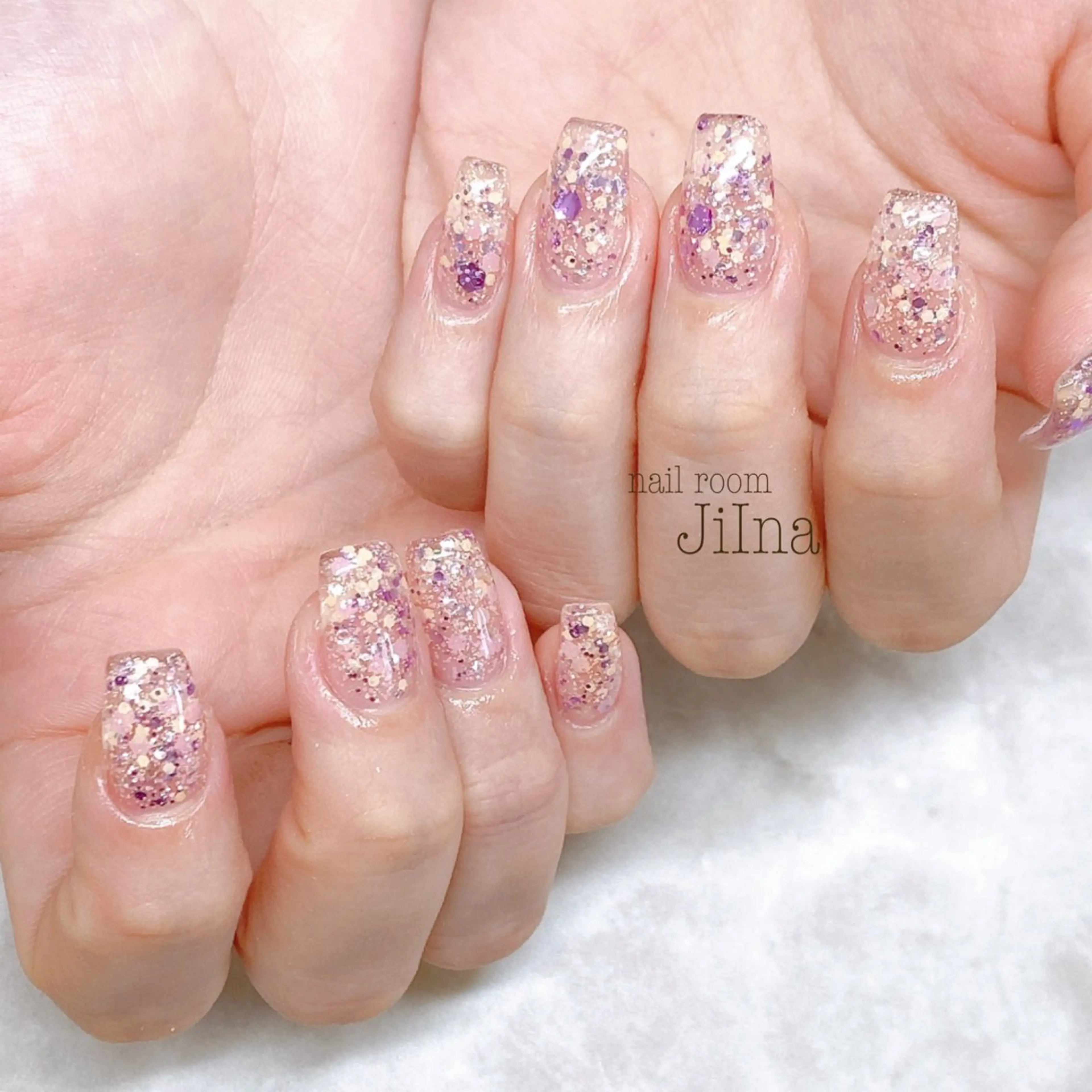 ネイル 長さ出し ワンカラーネイル nail room JiInaのネイルデザイン