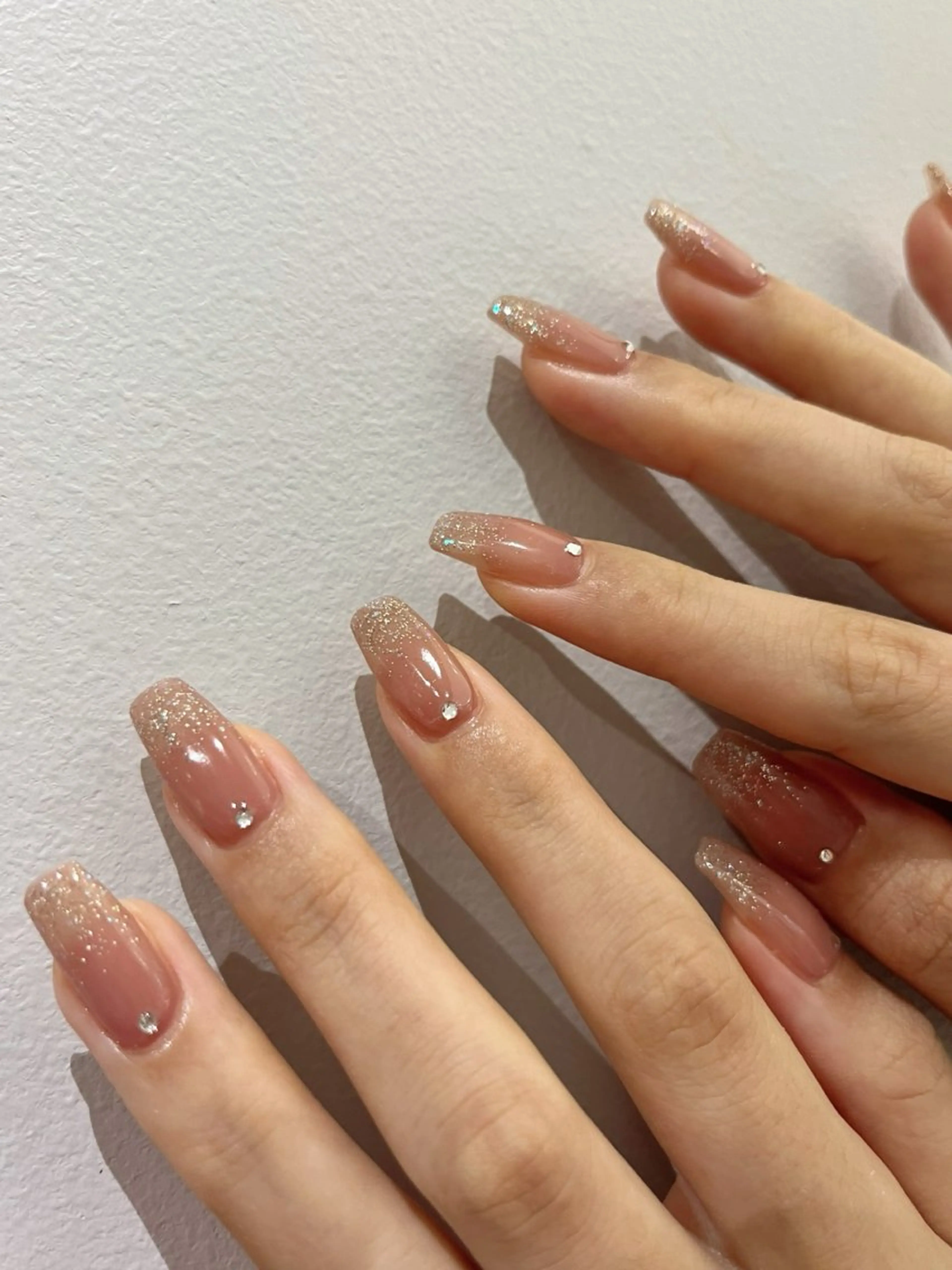 ネイル ブラウン クリアネイル ピンク ハンドネイル WAVY_nail YUIKAのネイルデザイン