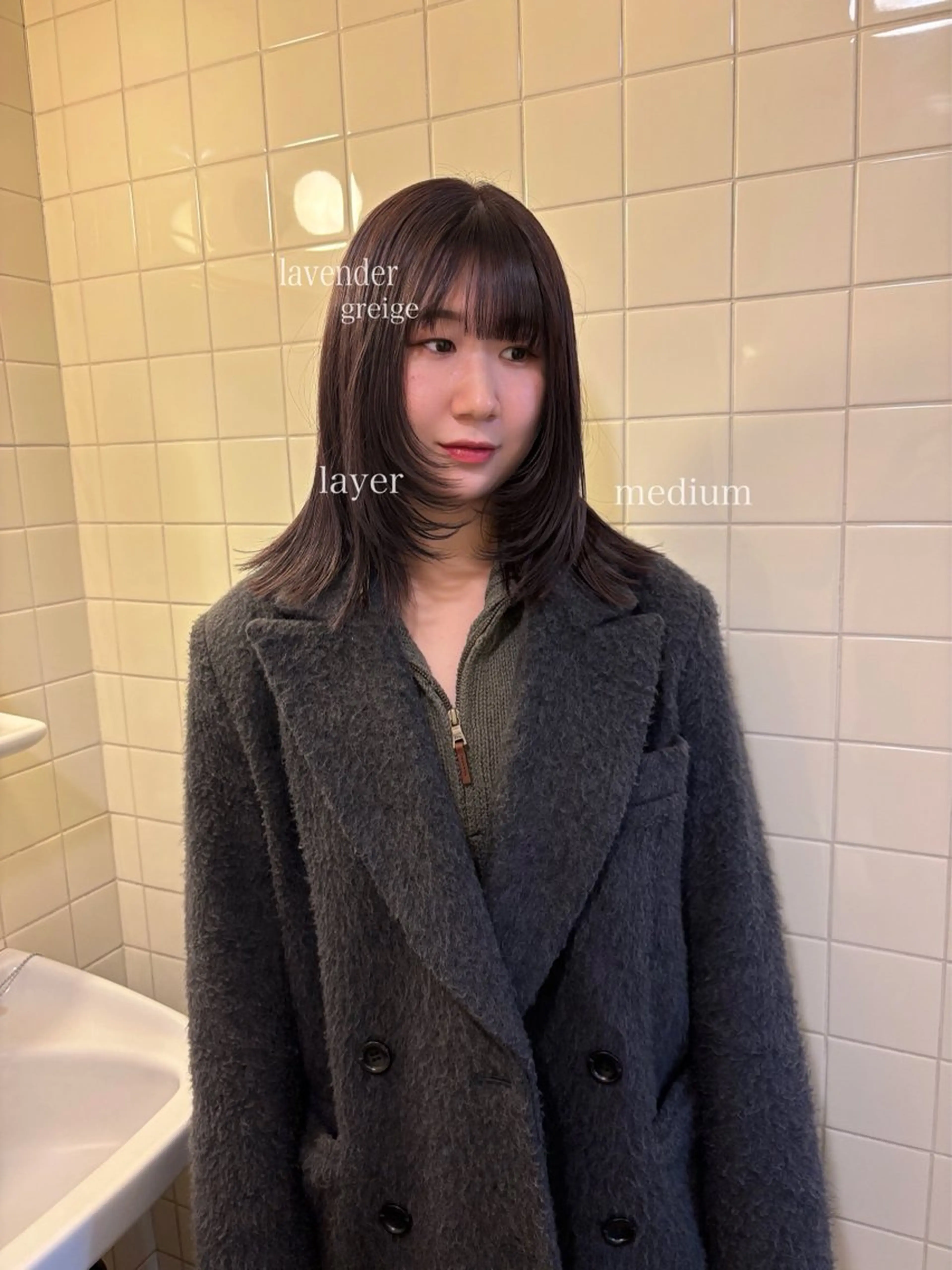ミディアム カラー ヘアカラー トリートメント 韓国ボブ＆顔まわり レイヤー♡TOMOEのヘアスタイル