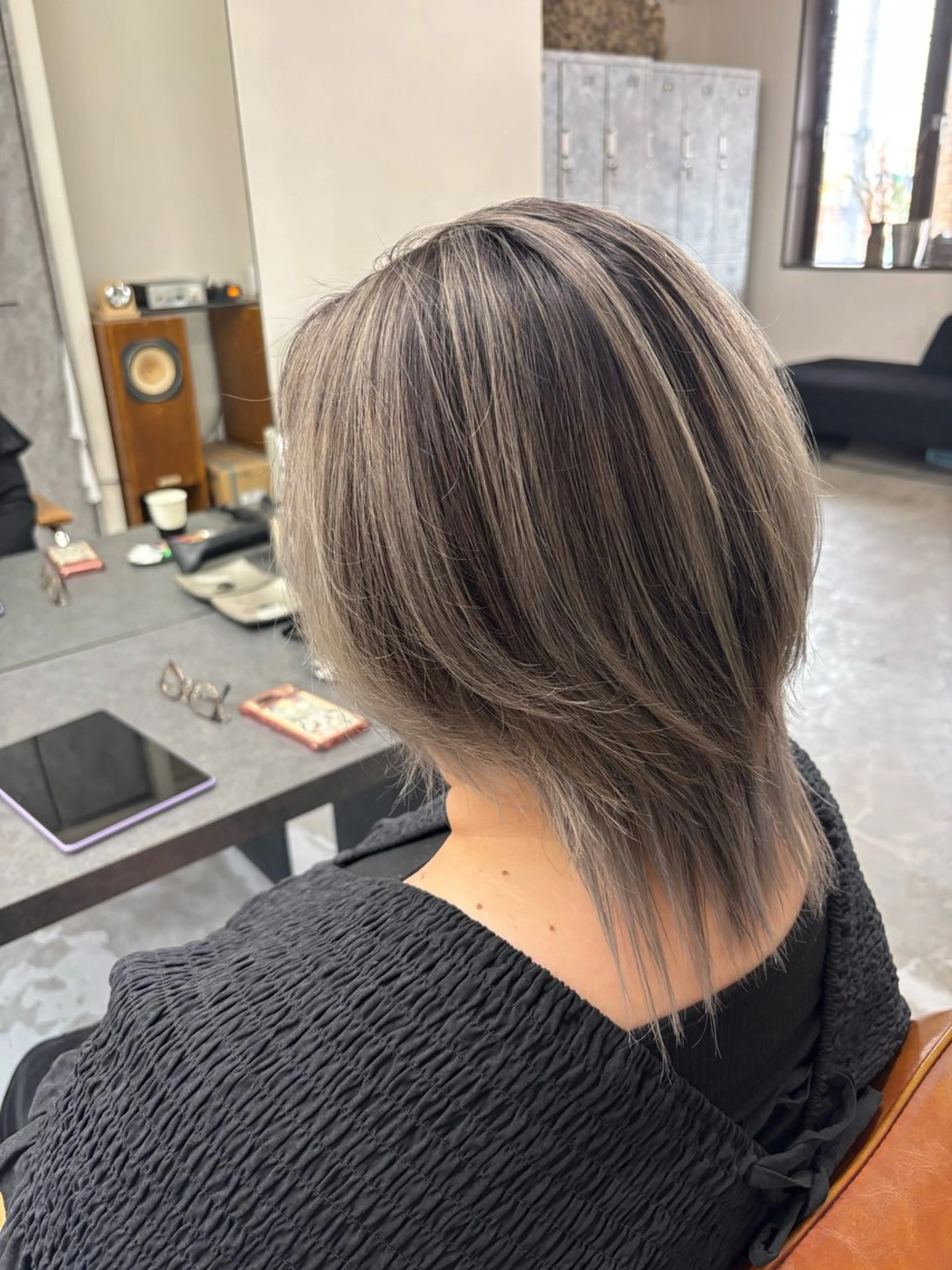 ミディアム カラー バレイヤージュ ハイライトカラー ハイライト レイヤーカット ヘアカラー Hair room nico...所属・nico麻生　長谷川 裕月のヘアスタイル