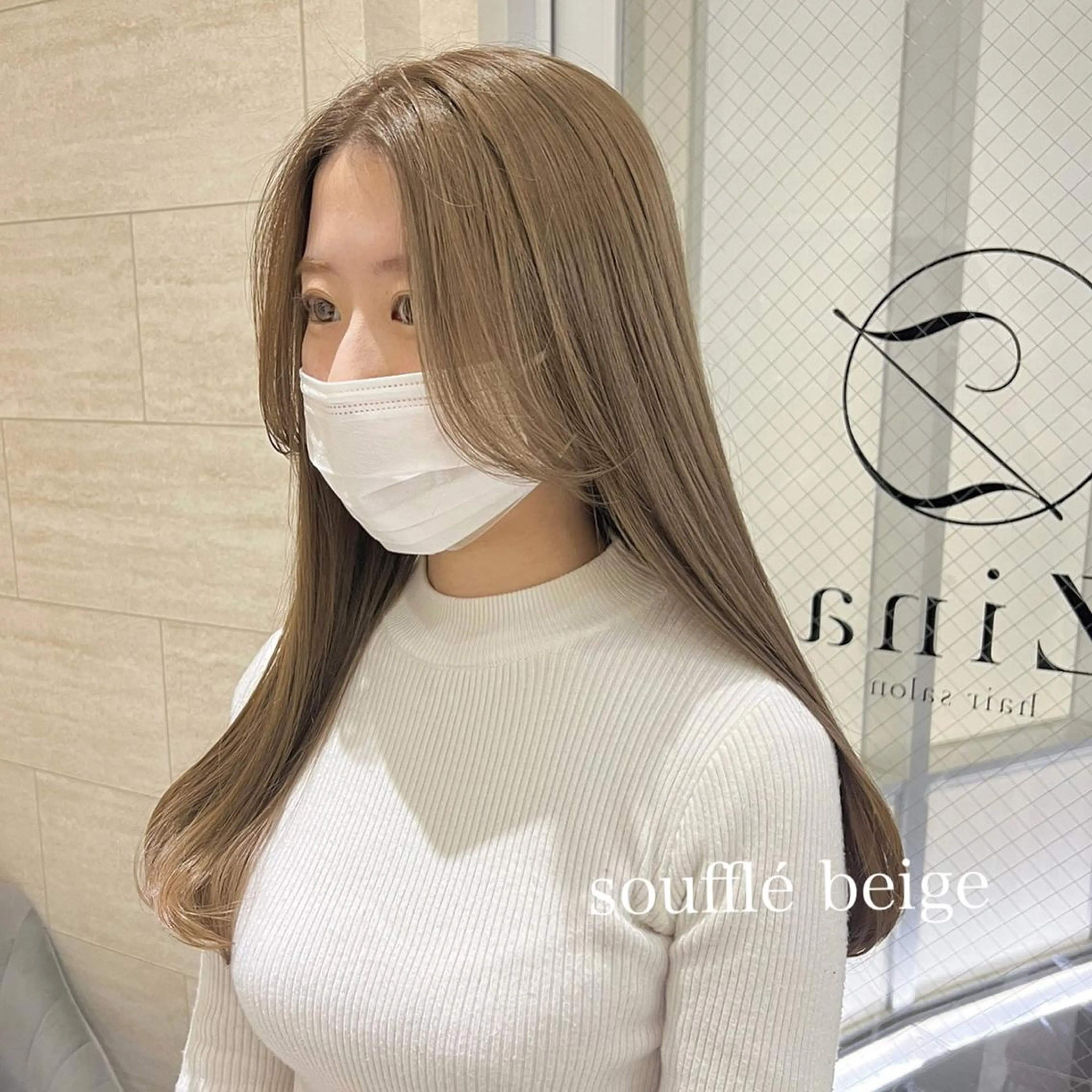 ロング カラー ベージュカラー ミルクティーベージュ ANNA /艶髪/ハイトーンのヘアスタイル