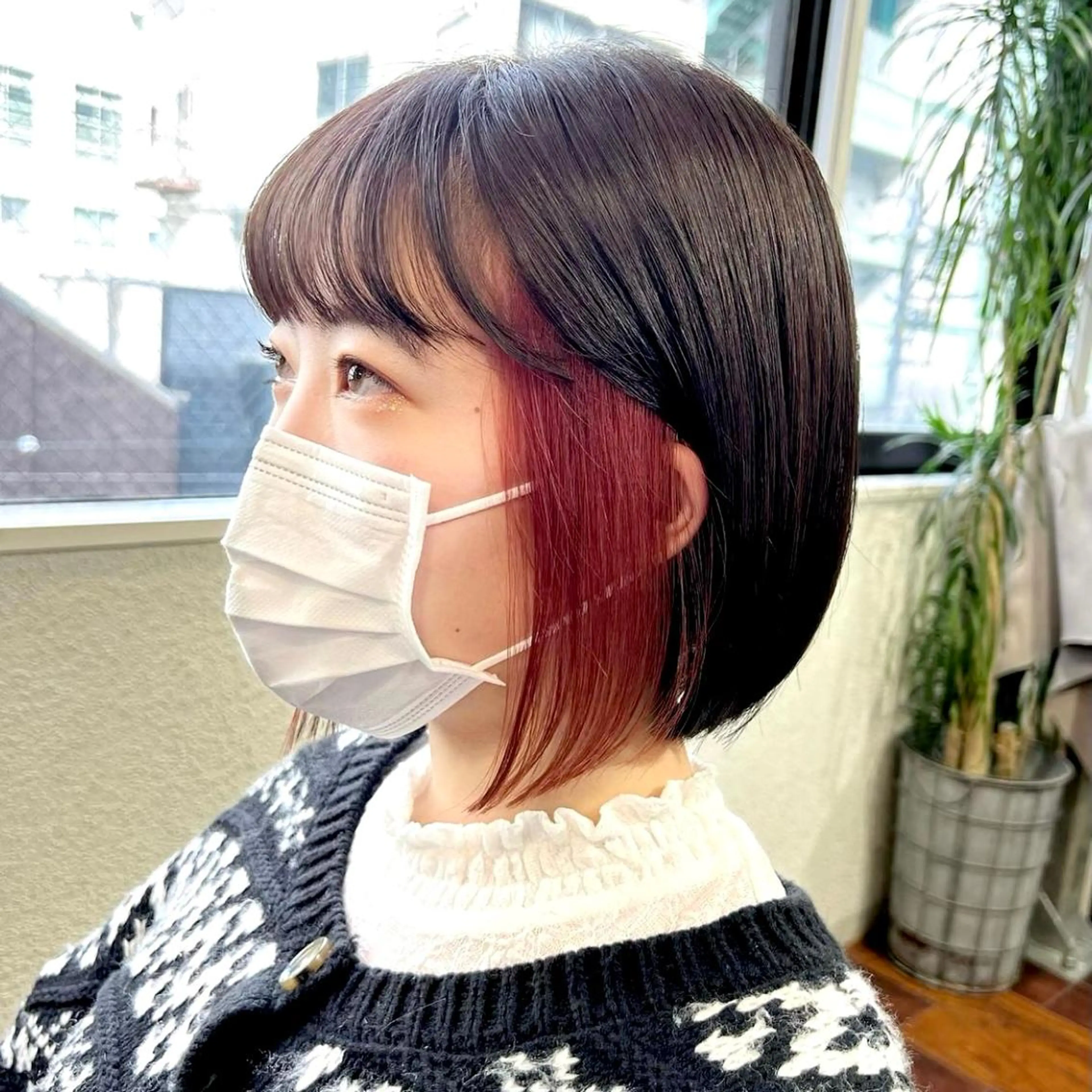 ミディアム カラー インナーカラー ピンクカラー カット ヘアカラー 韓国 /男女🆗 細江　美紅のヘアスタイル
