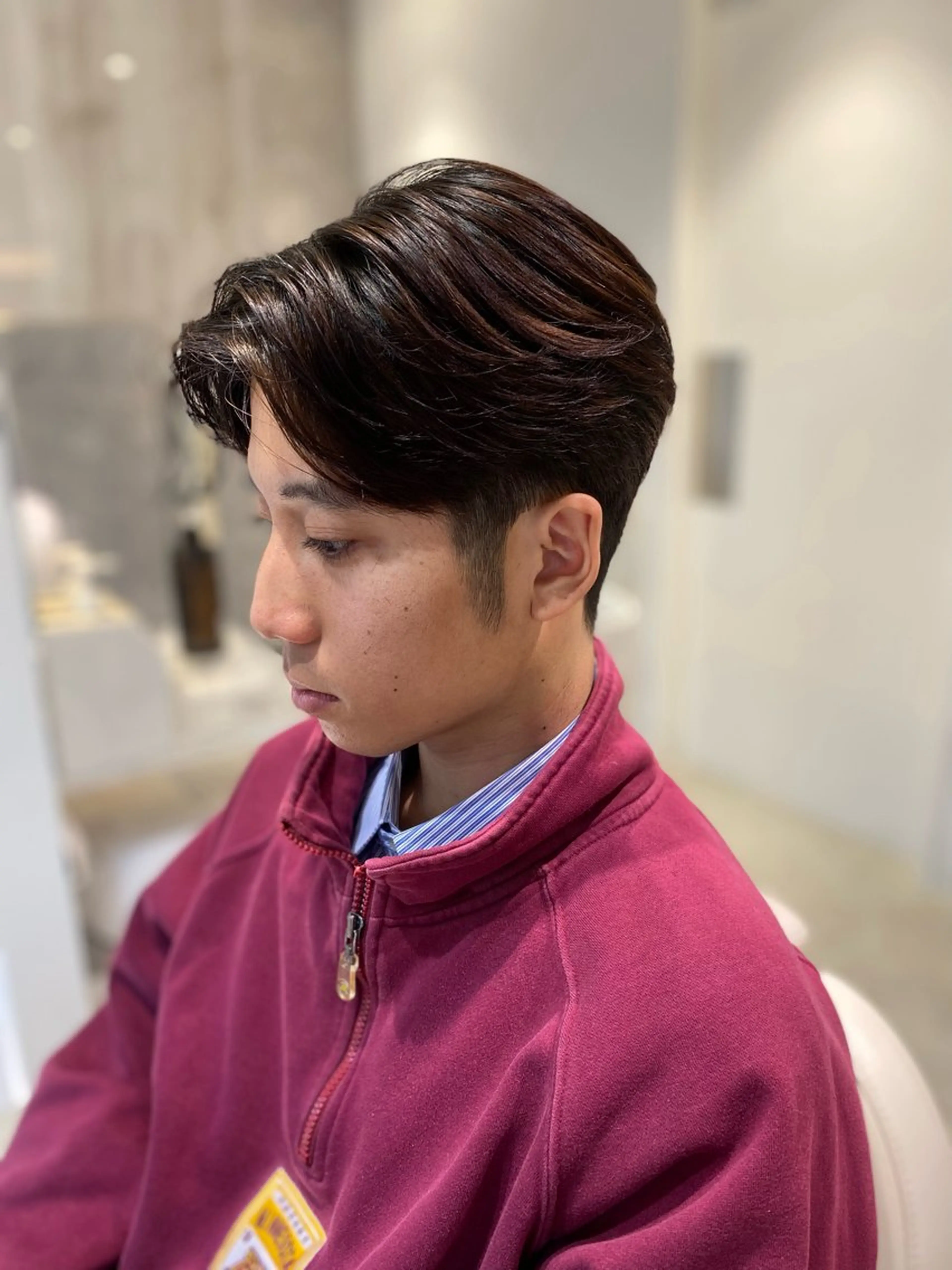 ショート パーマ メンズ センターパート メンズハイライト メンズパーマ ハイライト チヒロ/カットモデル 募集⸜🌷︎⸝‍のヘアスタイル