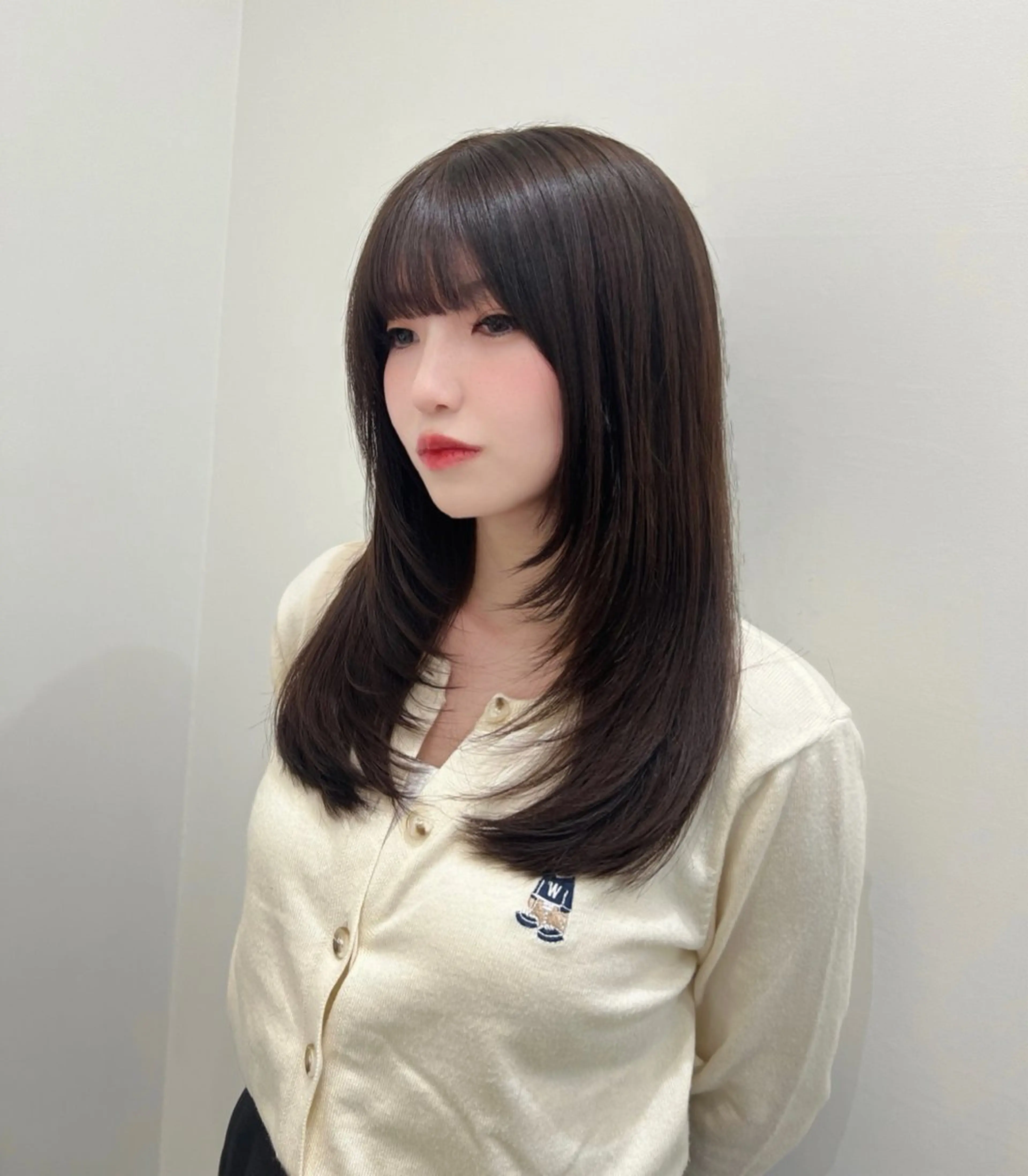 セミロング カラー ヘアアレンジ 艶カラー/アイドル 前髪/内藤　輝のヘアスタイル