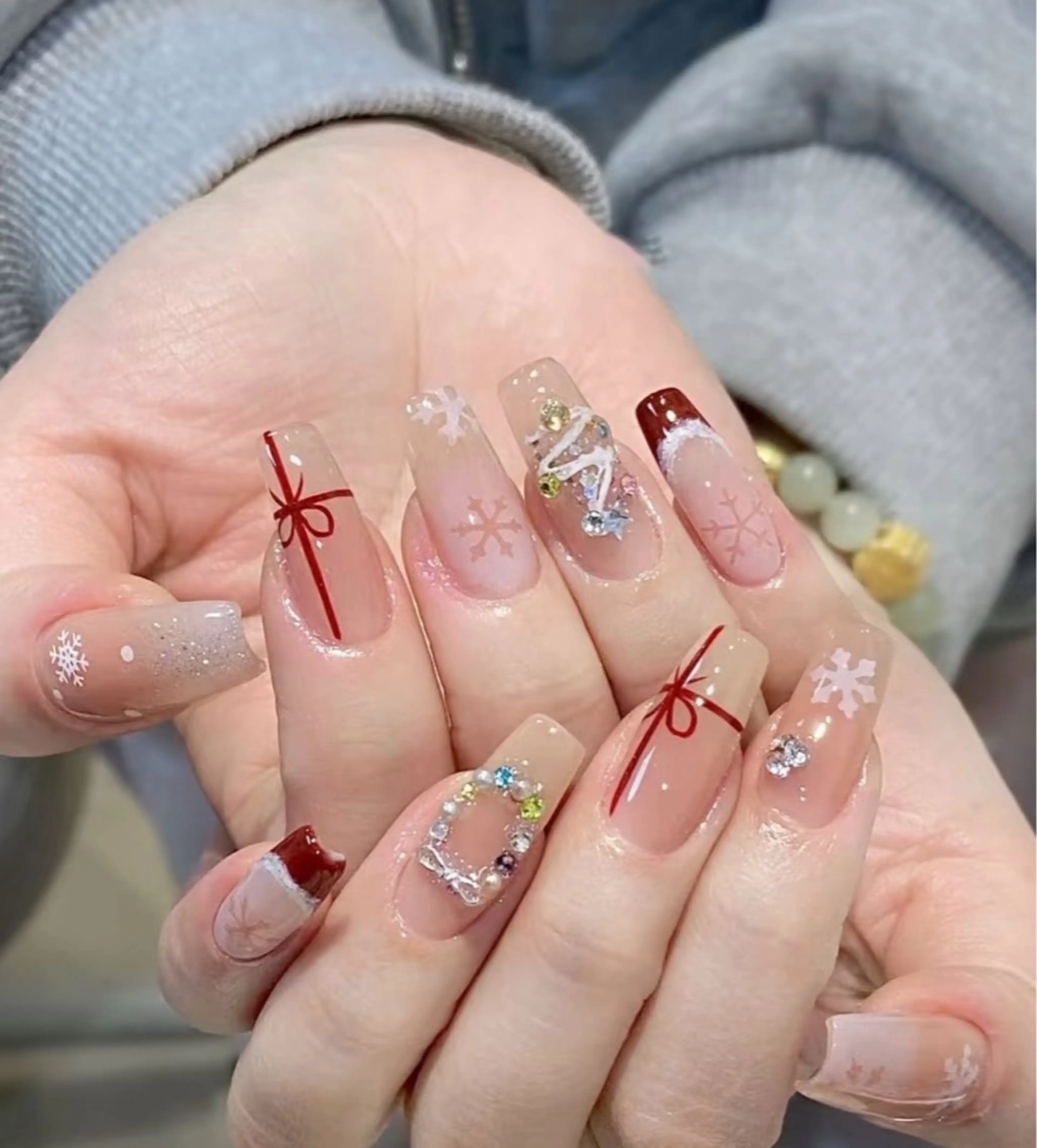 ネイル アートネイル オーロラネイル チークネイル フレンチネイル ガラスフレンチ ハンドネイル 🎀🎀YooLi Nail Salonのネイルデザイン