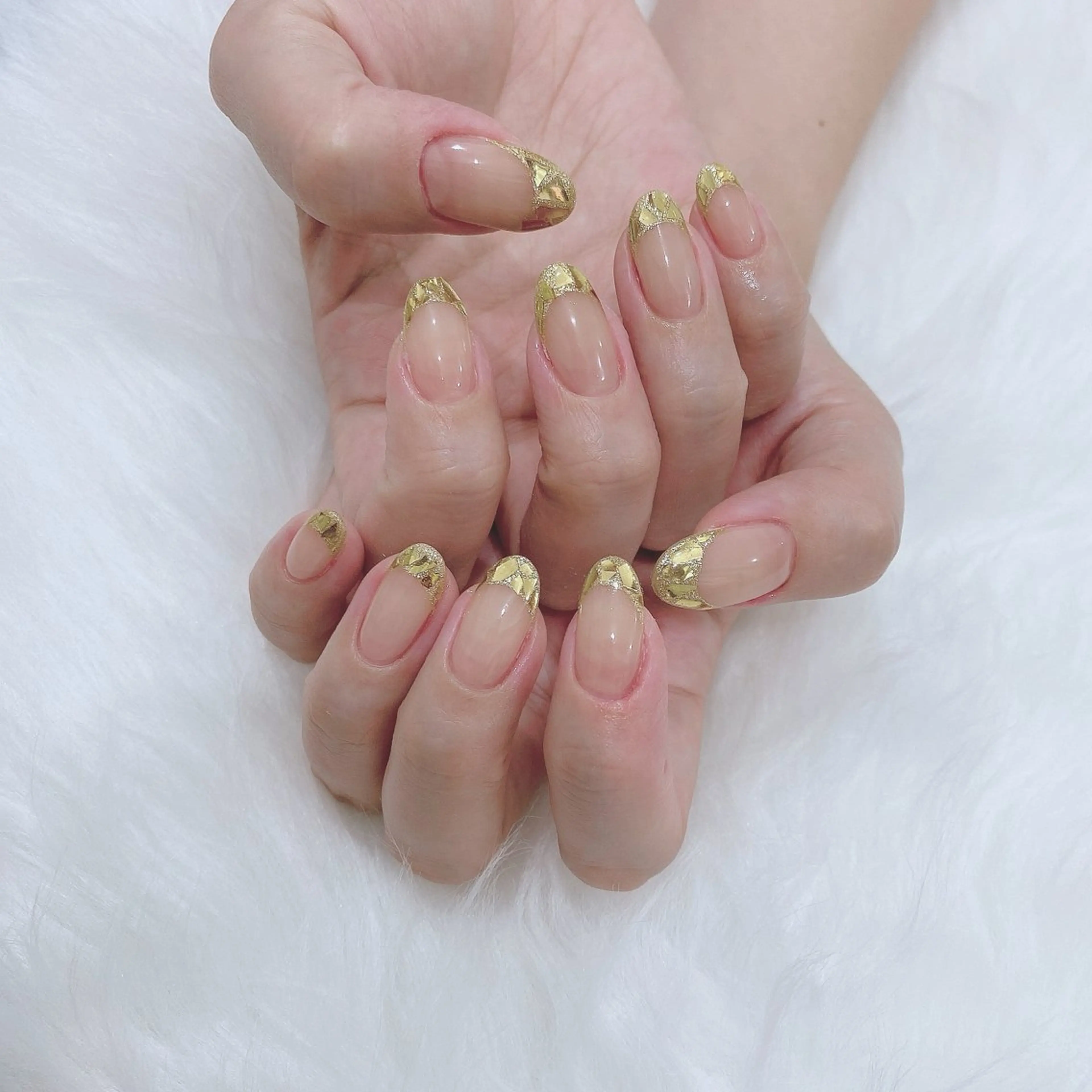 ネイル フレンチネイル ガラスフレンチ ハンドネイル SOL NAILのネイルデザイン