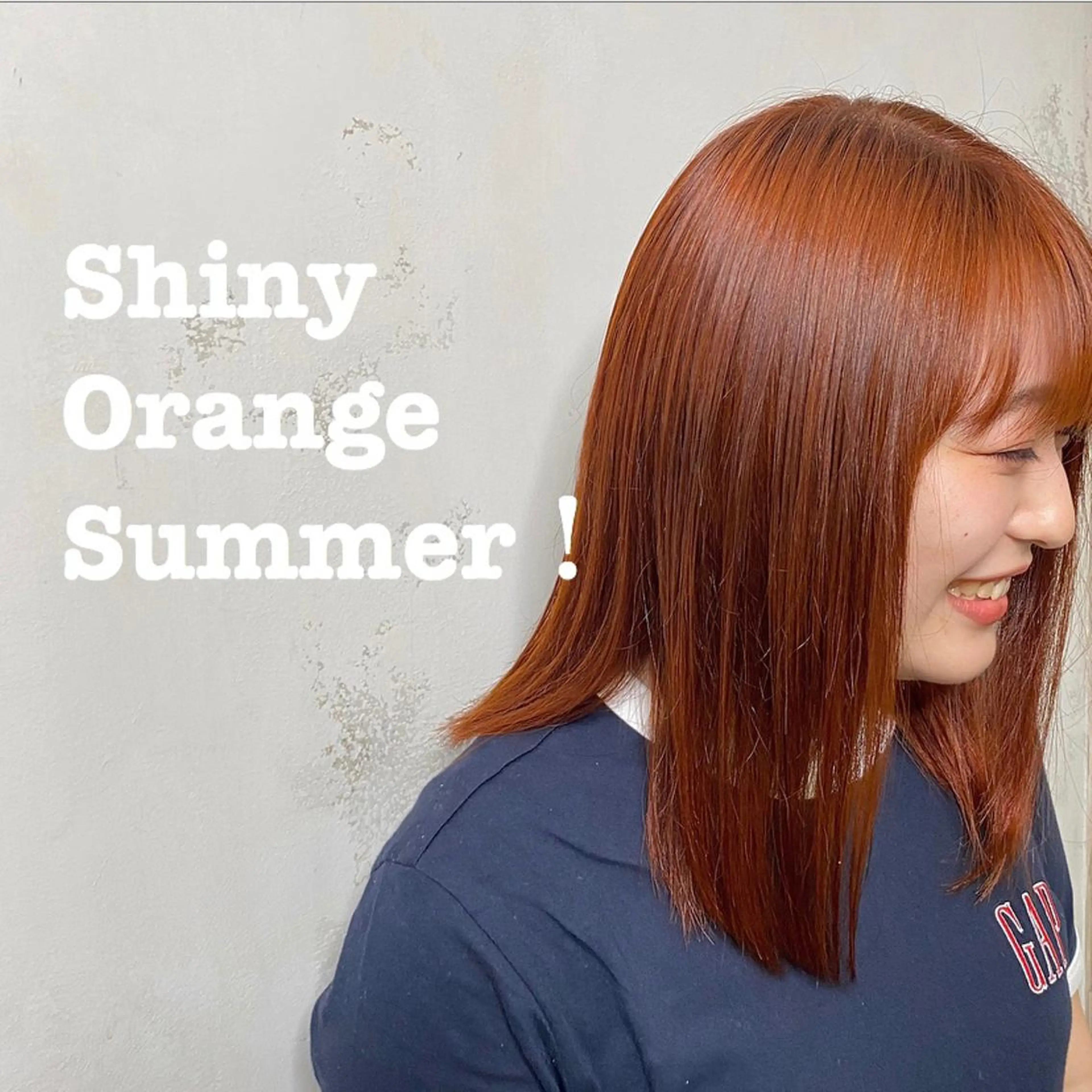 ミディアム カラー オレンジ サイトウ アカネのヘアスタイル