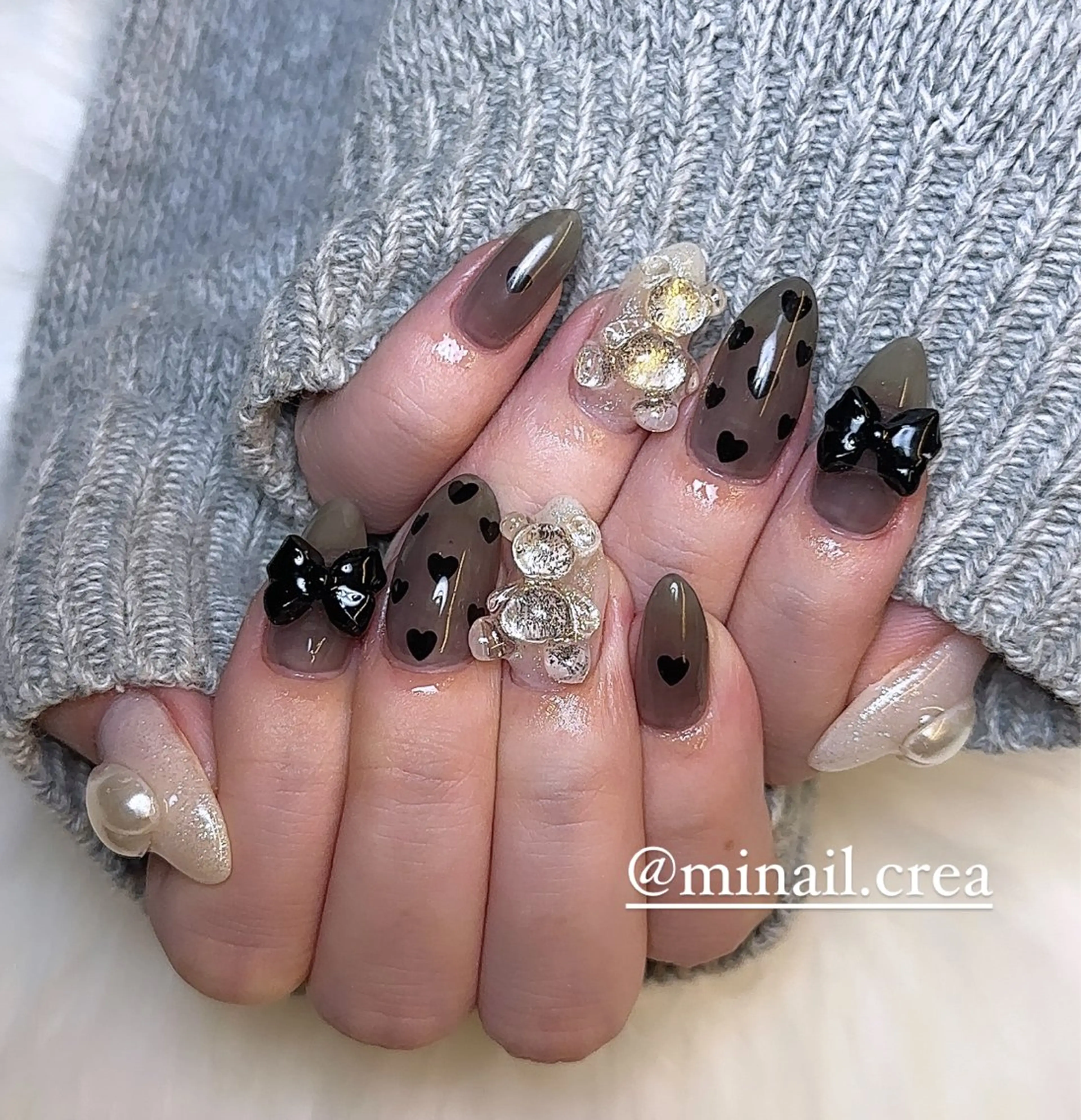 ネイル ジェルネイル ハート キラキラネイル ロングネイル ワンカラーネイル ハンドネイル CRéA　-private nailsalon-所属・CReA nailのネイルデザイン