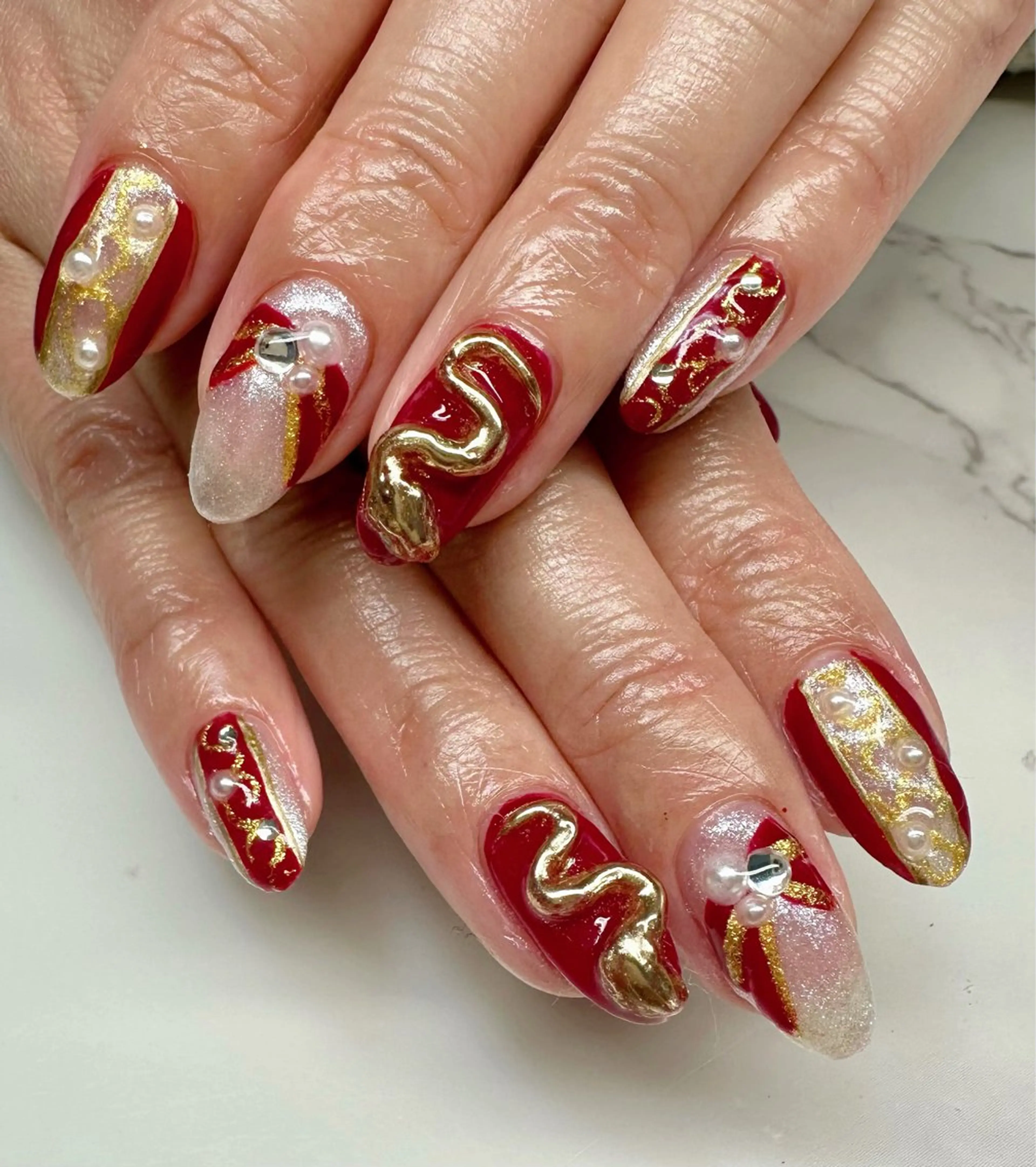 ネイル アートネイル チークネイル フレンチネイル キラキラネイル マグネットネイル M.N_ nailのネイルデザイン