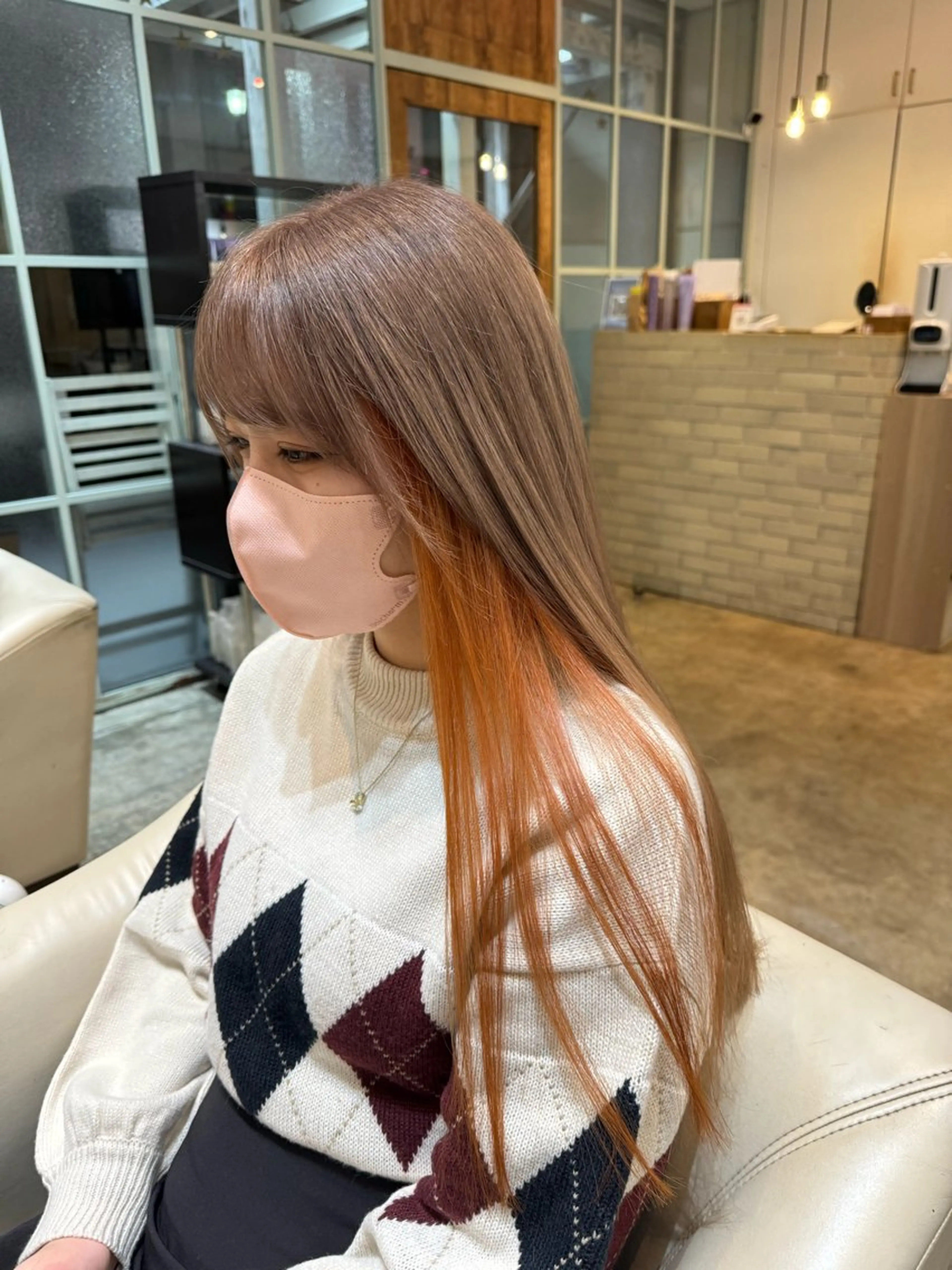 セミロング カラー カット ヘアカラー トリートメント 入江 允のヘアスタイル
