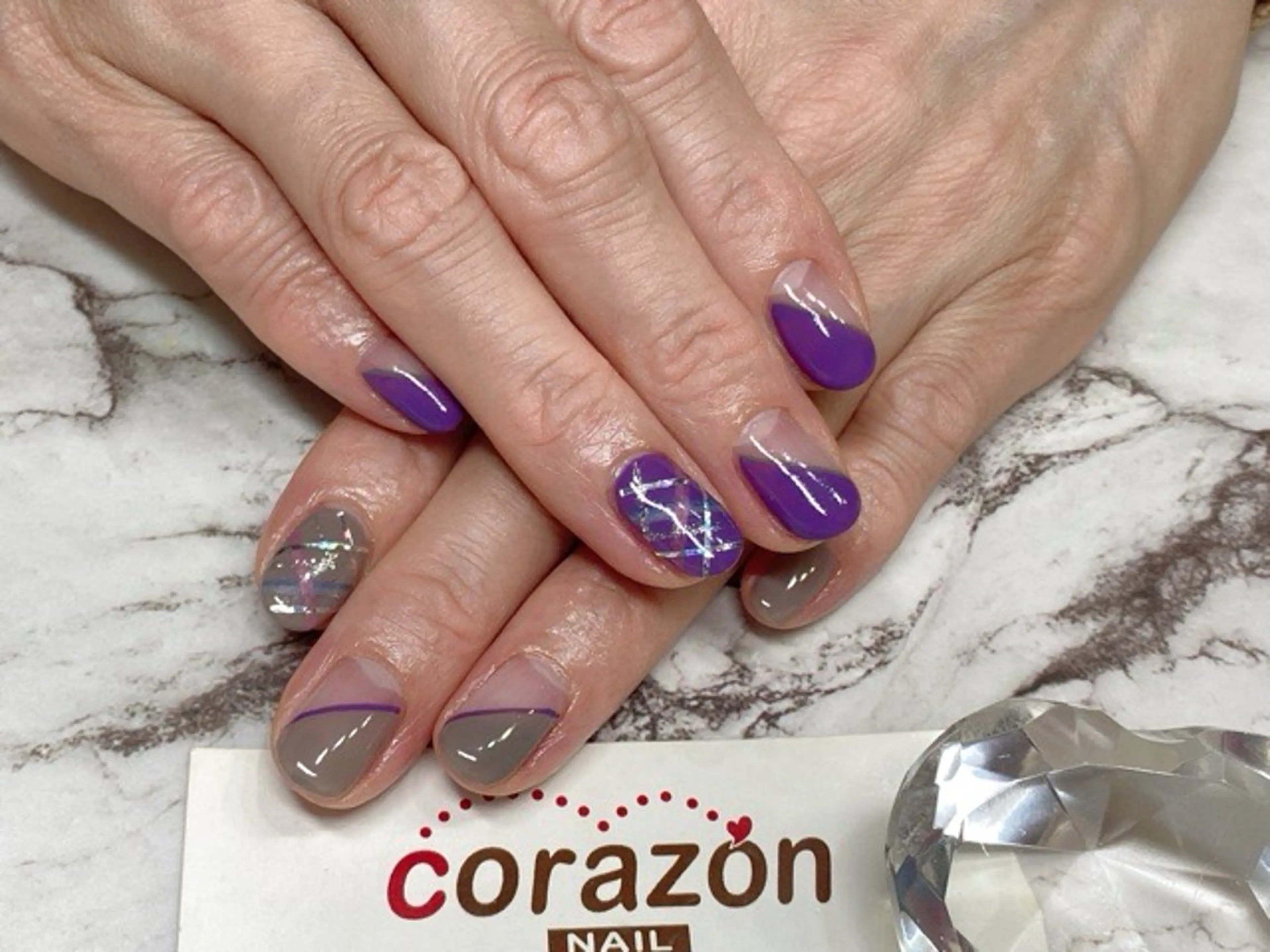 ネイル アートネイル パープル corazon所属・ネイリスト aicoのネイルデザイン