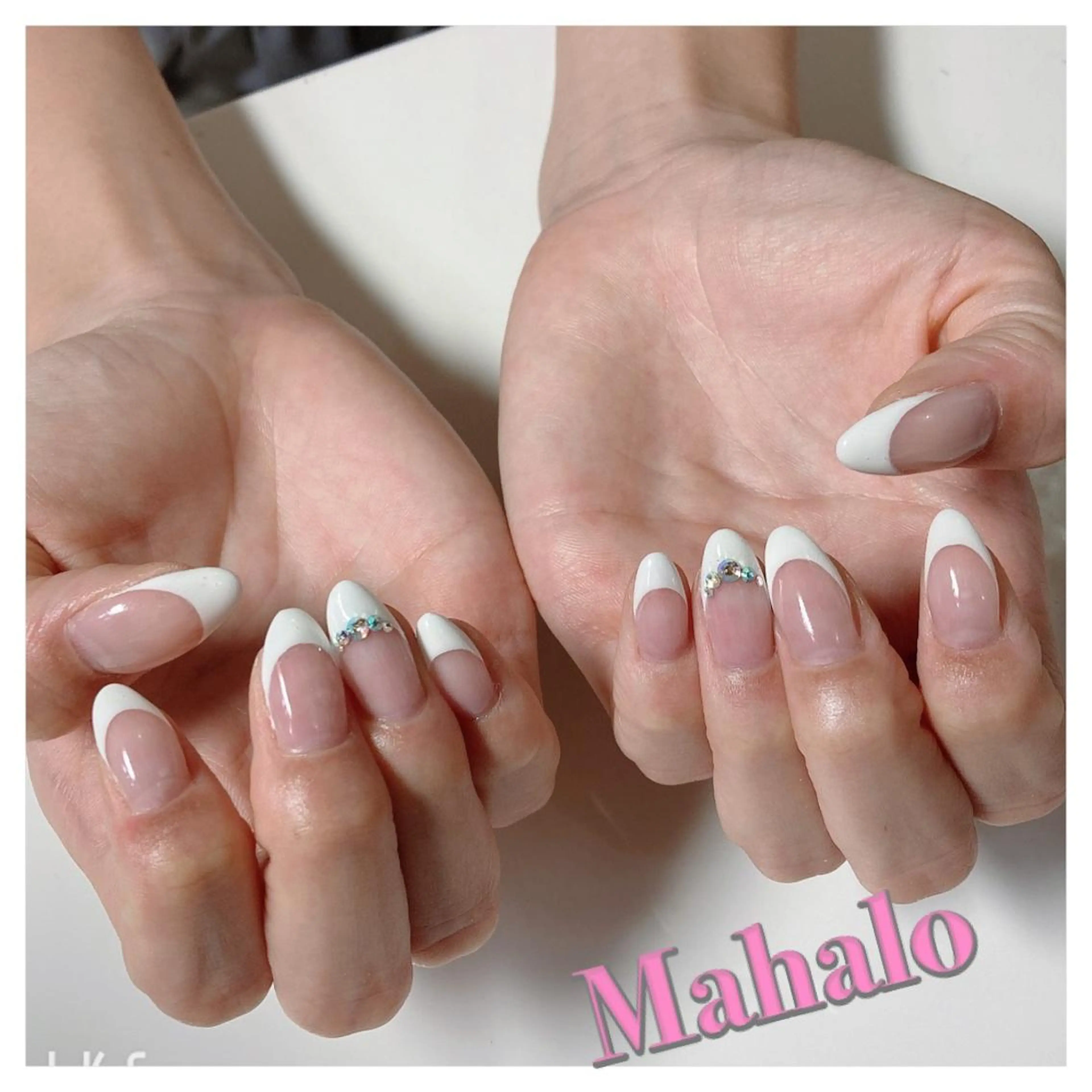 ネイル クリアネイル フレンチネイル オフィスネイル ホワイト Nail Salon Mahaloのネイルデザイン