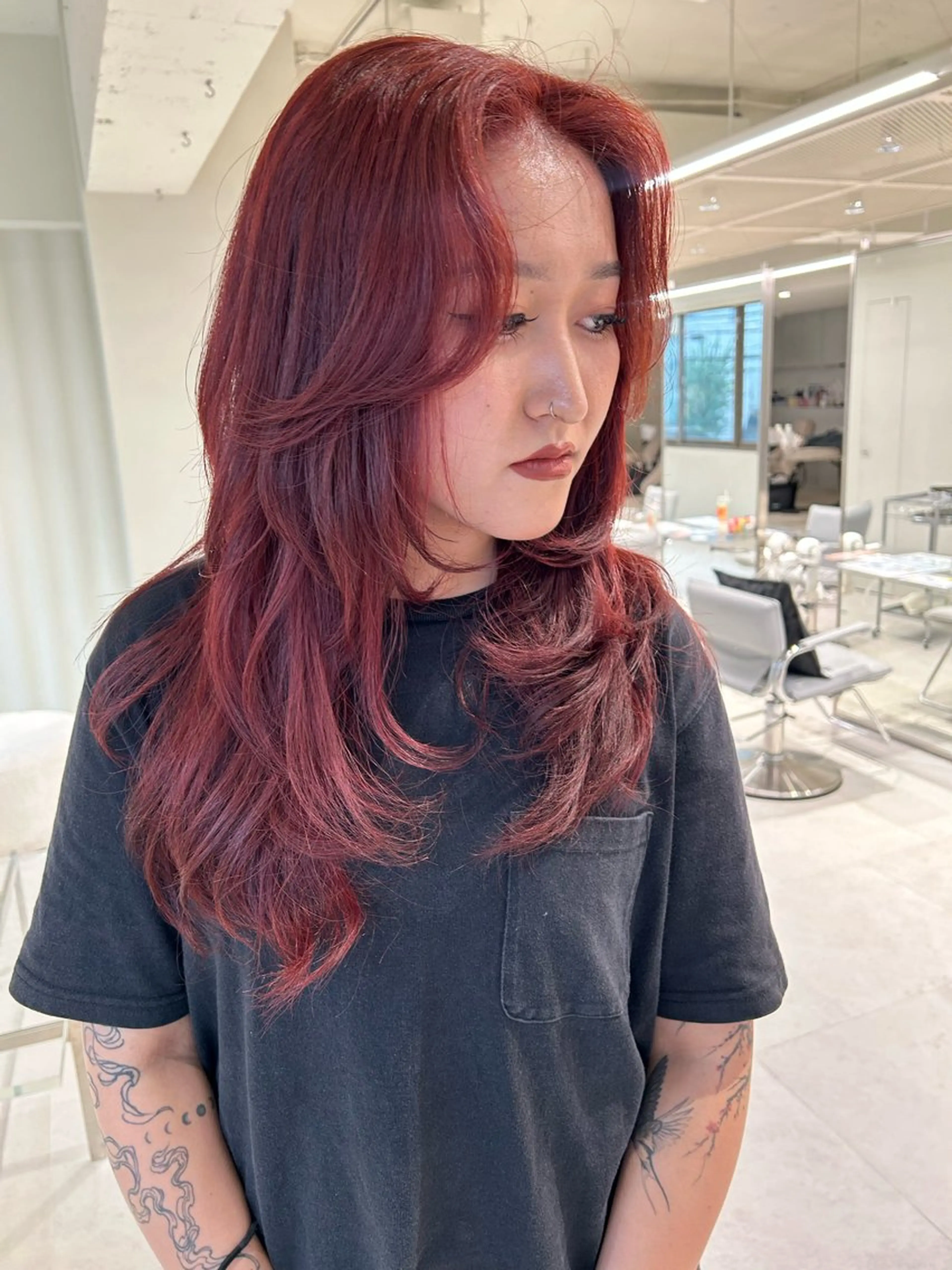 ロング カラー ブリーチ カット ヘアカラー 丸みショート /nagisaのヘアスタイル