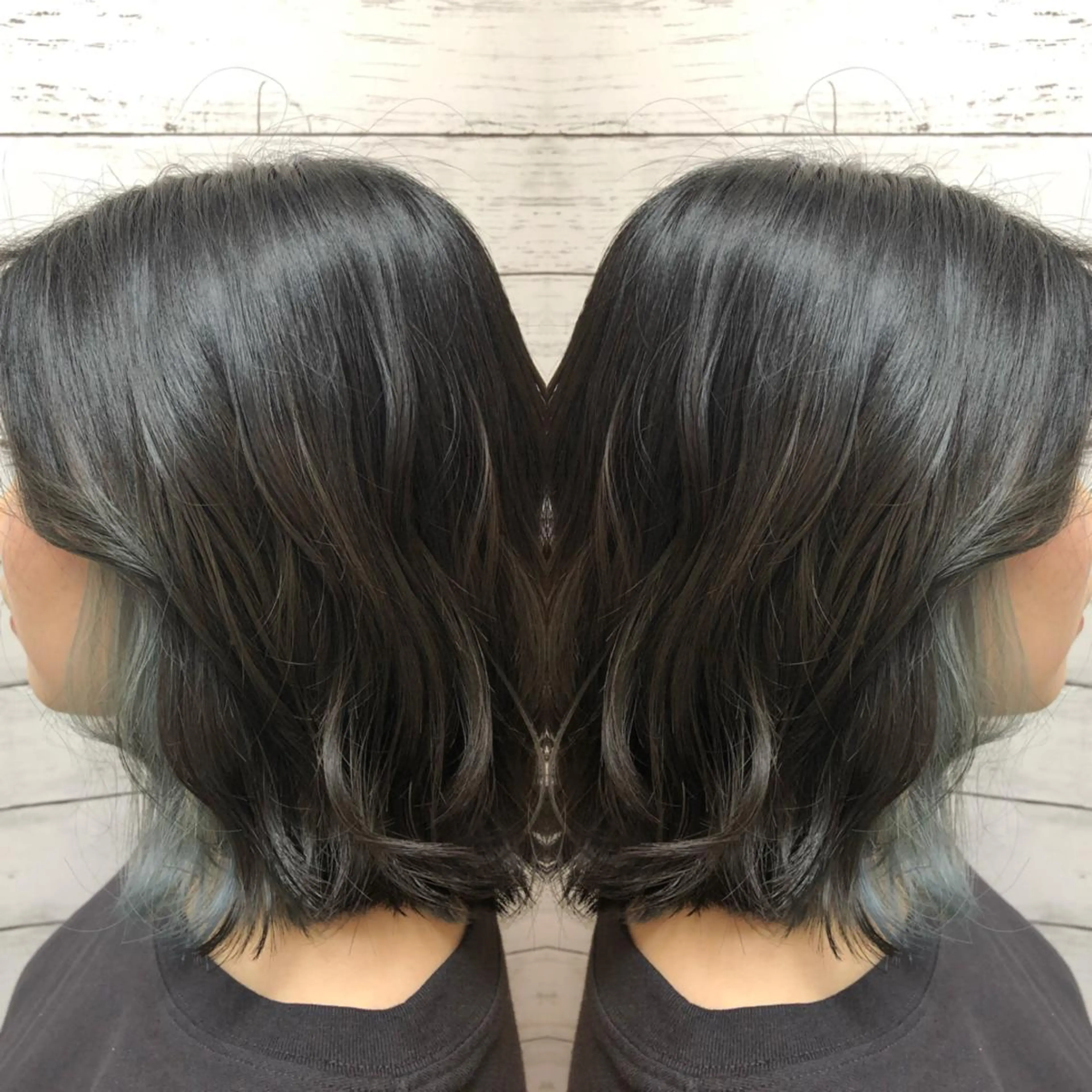 ミディアム カラー ブリーチ インナーカラー シルバー ヘアセット 韓国ヘア🤍髪質改善 🇰🇷AKANEのヘアスタイル