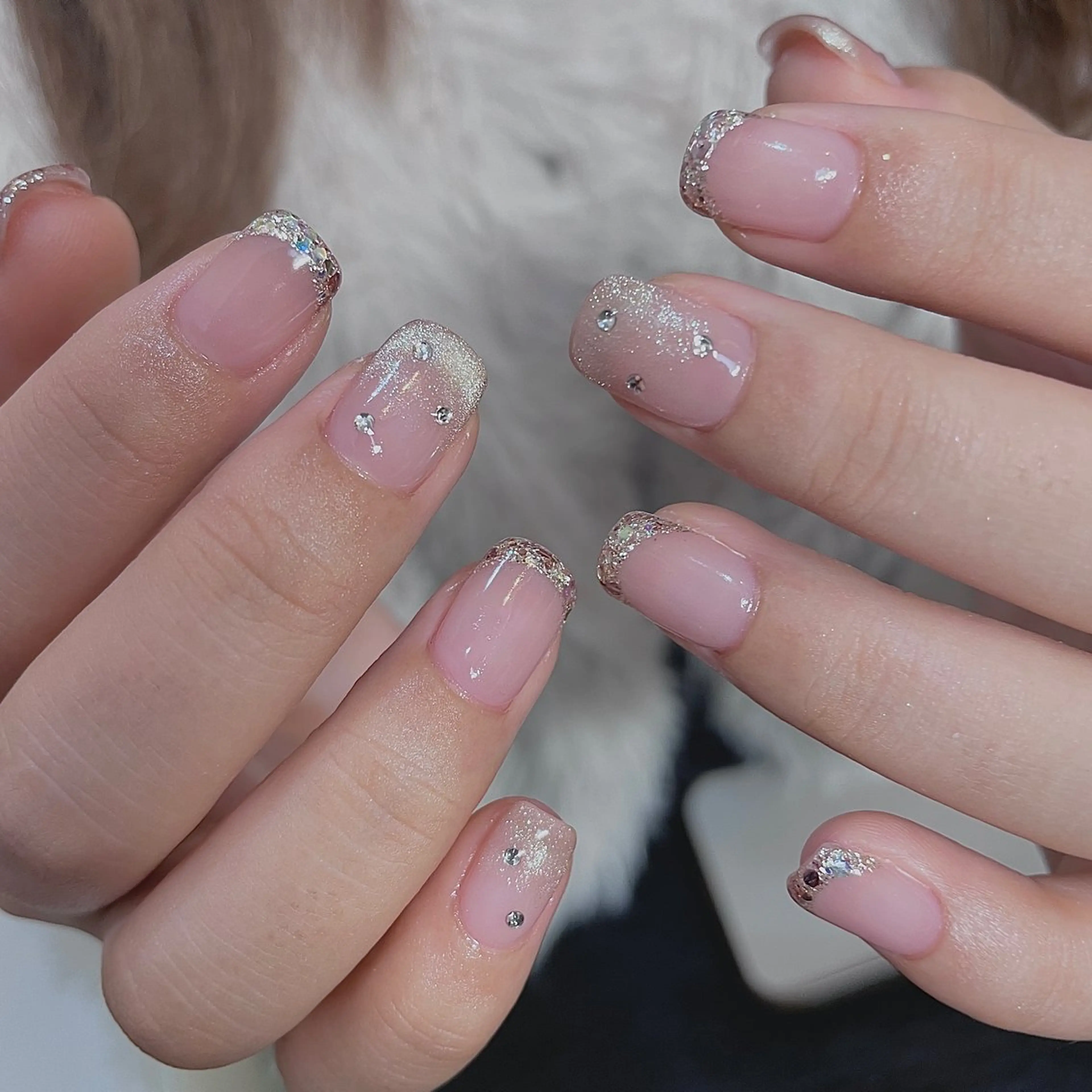 ネイル フレンチネイル ガラスフレンチ マグネットネイル ピンク ピンクベージュ ハンドネイル acs.n所属・ネイル，耳つぼ 風間すみれのその他イメージ