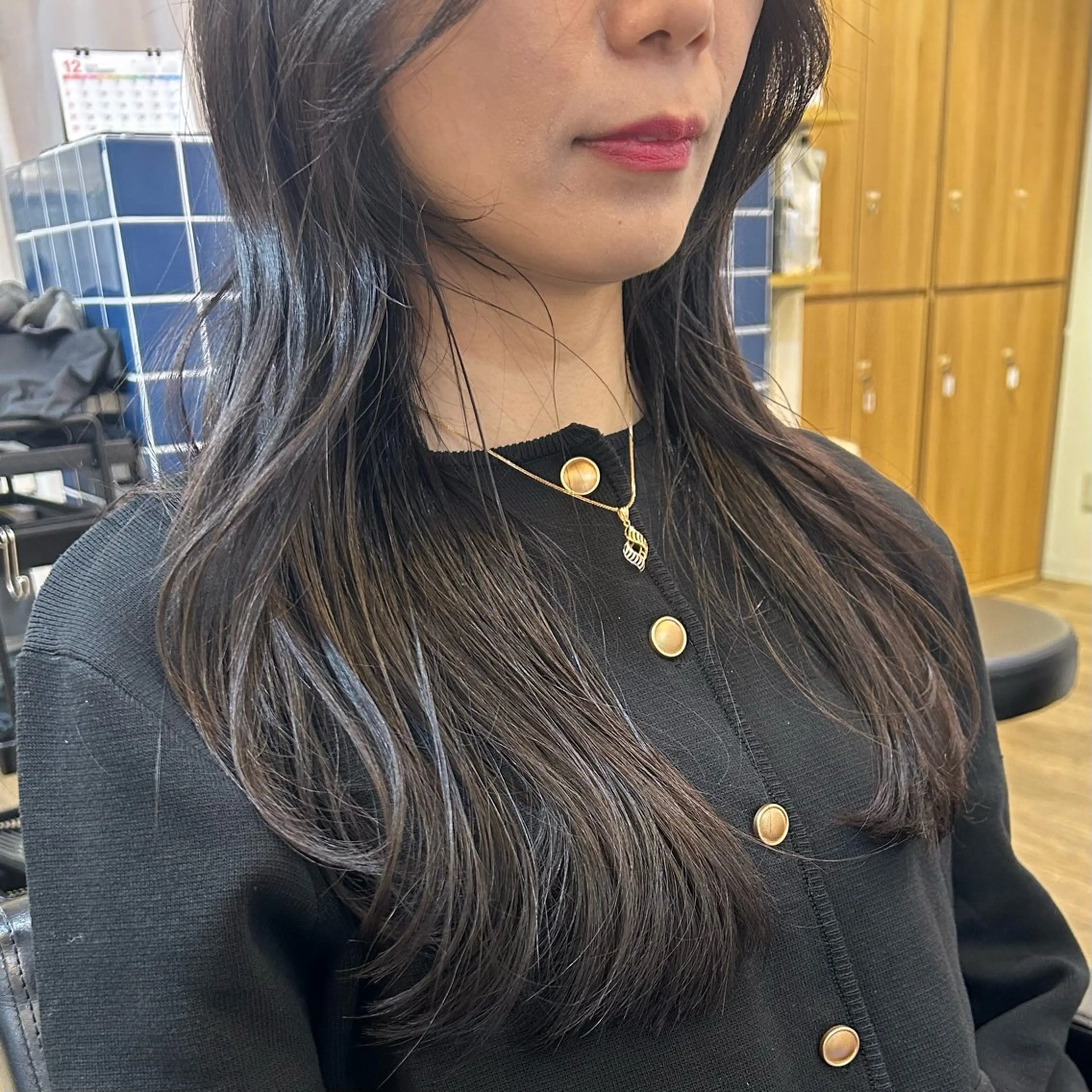 ロング ボブ くびれヘア 顔周りカット 髪質改善 韓国風ヘア カット トリートメント ブリーチなしベージュ /ヘアセット/ミユのヘアスタイル