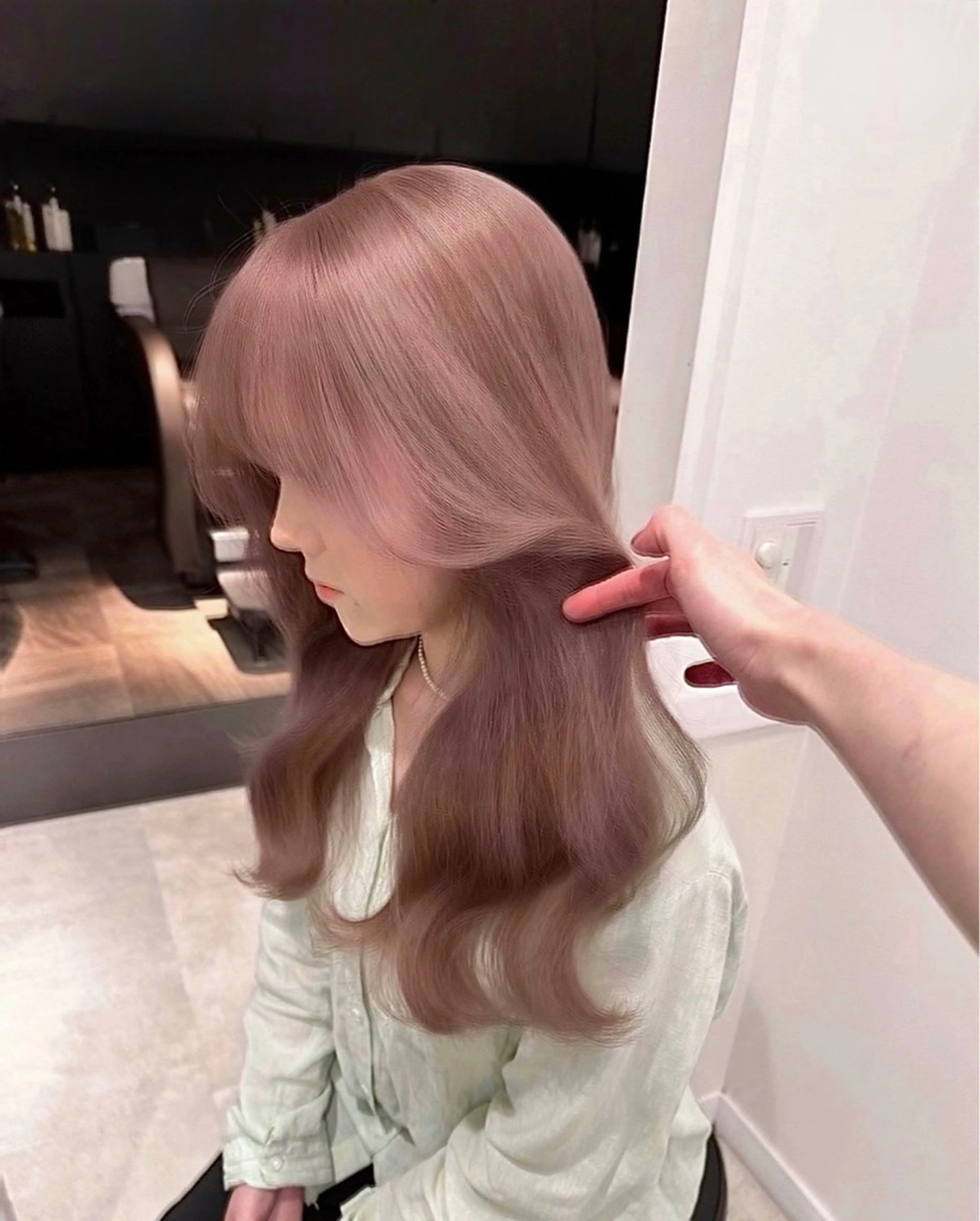 セミロング カラー ヘアカラー ヘアセット 柔らかbeige モトキのヘアスタイル