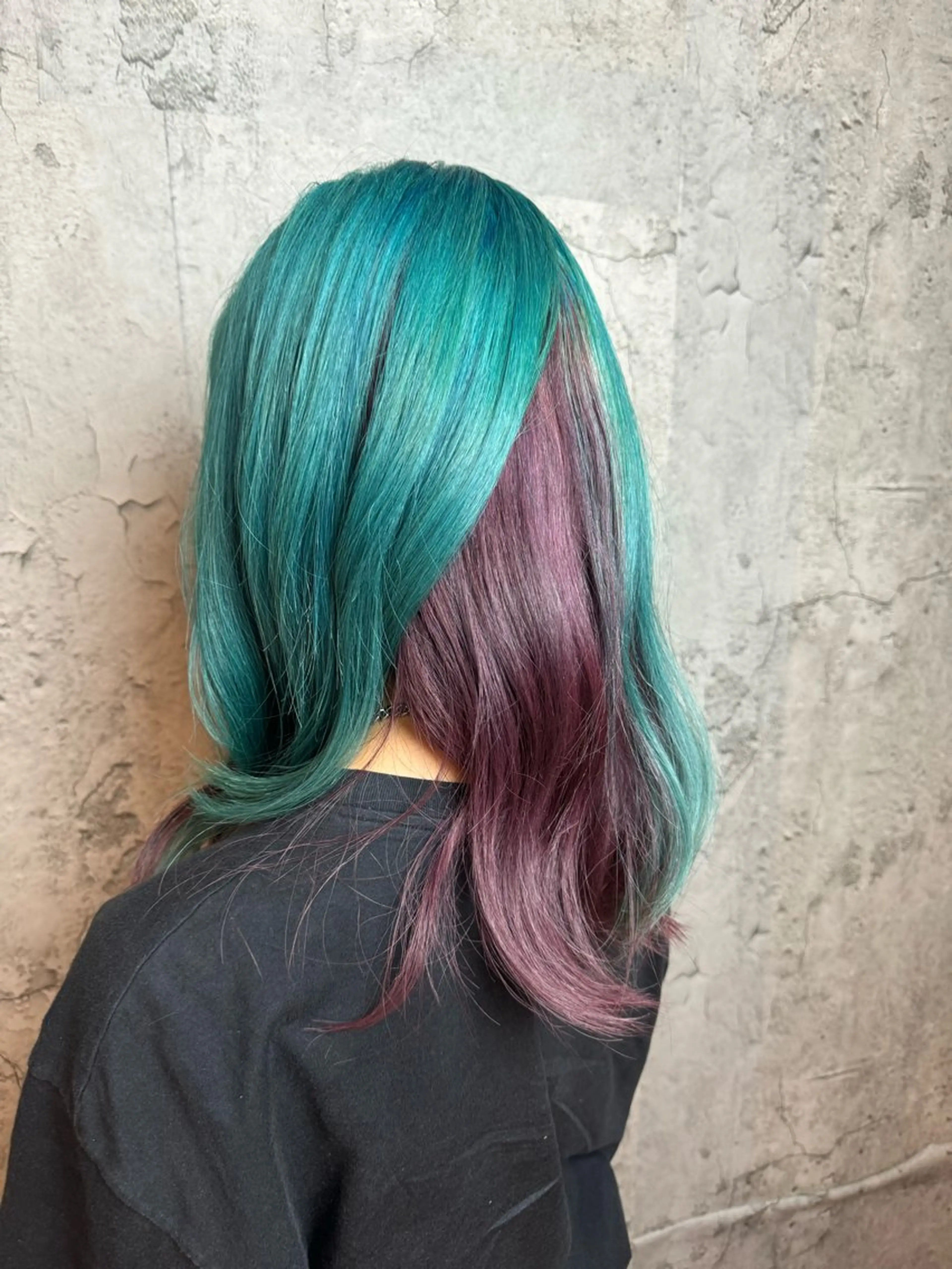 ロング カラー ミント ミントグリーン パープルカラー フルカワ ノゾミのヘアスタイル