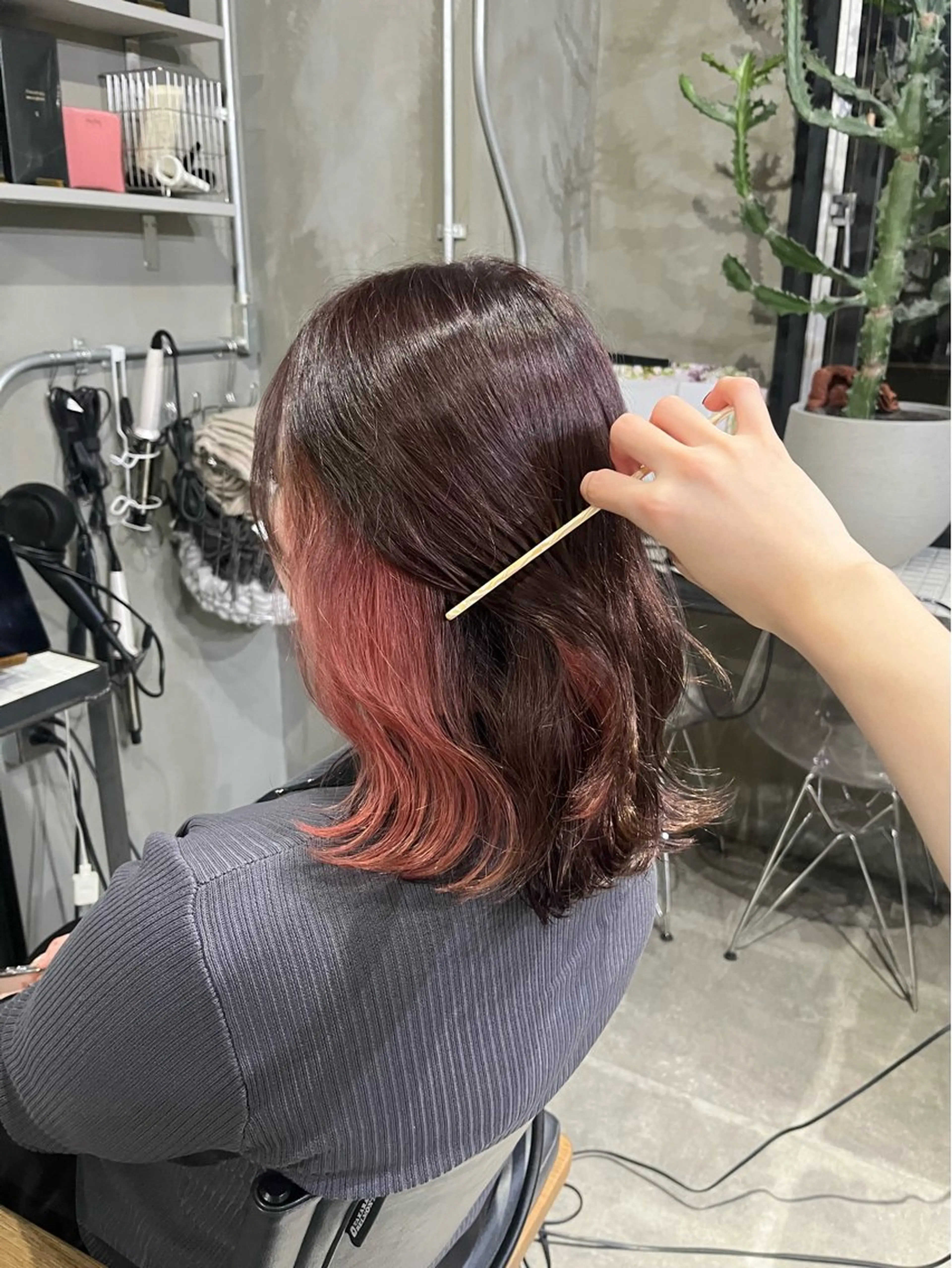 ミディアム カラー ピンクカラー ヘアカラー トリートメント 🫧透明感カラー🫧 小亀 日菜のヘアスタイル