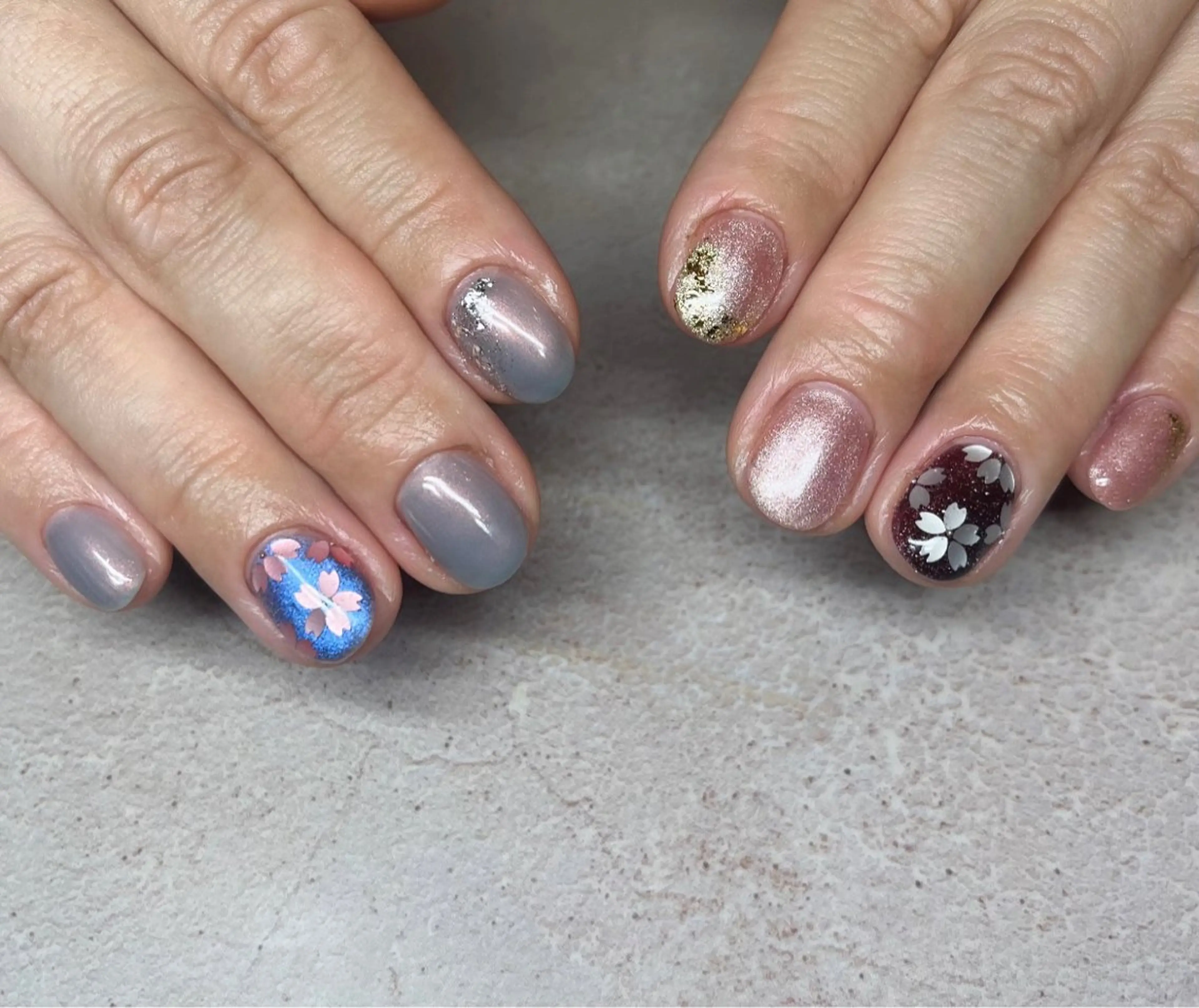 ネイル アートネイル マグネットネイル 春ネイル ハンドネイル HazeGrass NAILのネイルデザイン