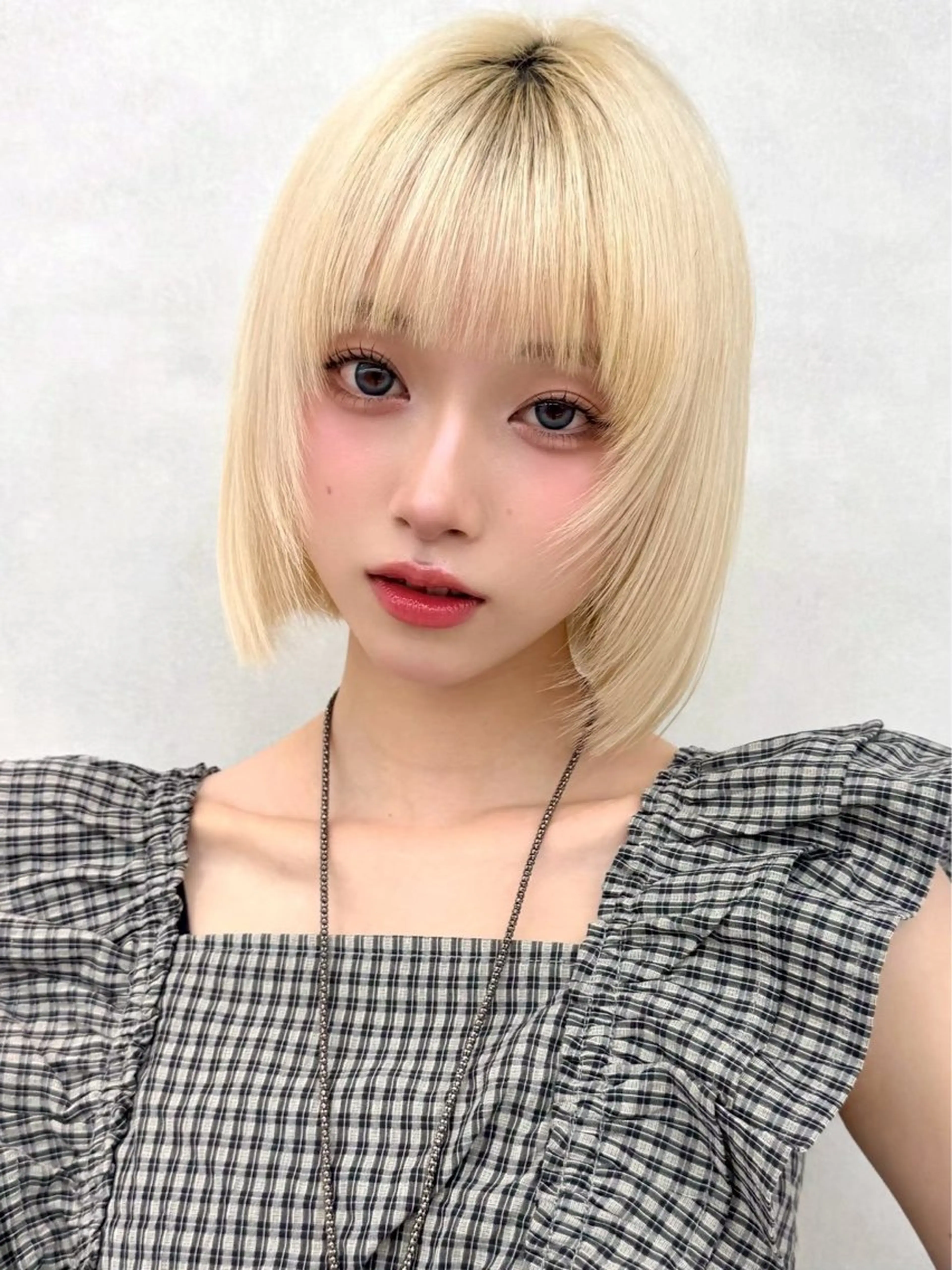 ミディアム 切りっぱなしボブ ボブレイヤー ボブ レイヤーカット ヘアカラー 🇰🇷韓国ヘア🤍 副店長/栗田のヘアスタイル
