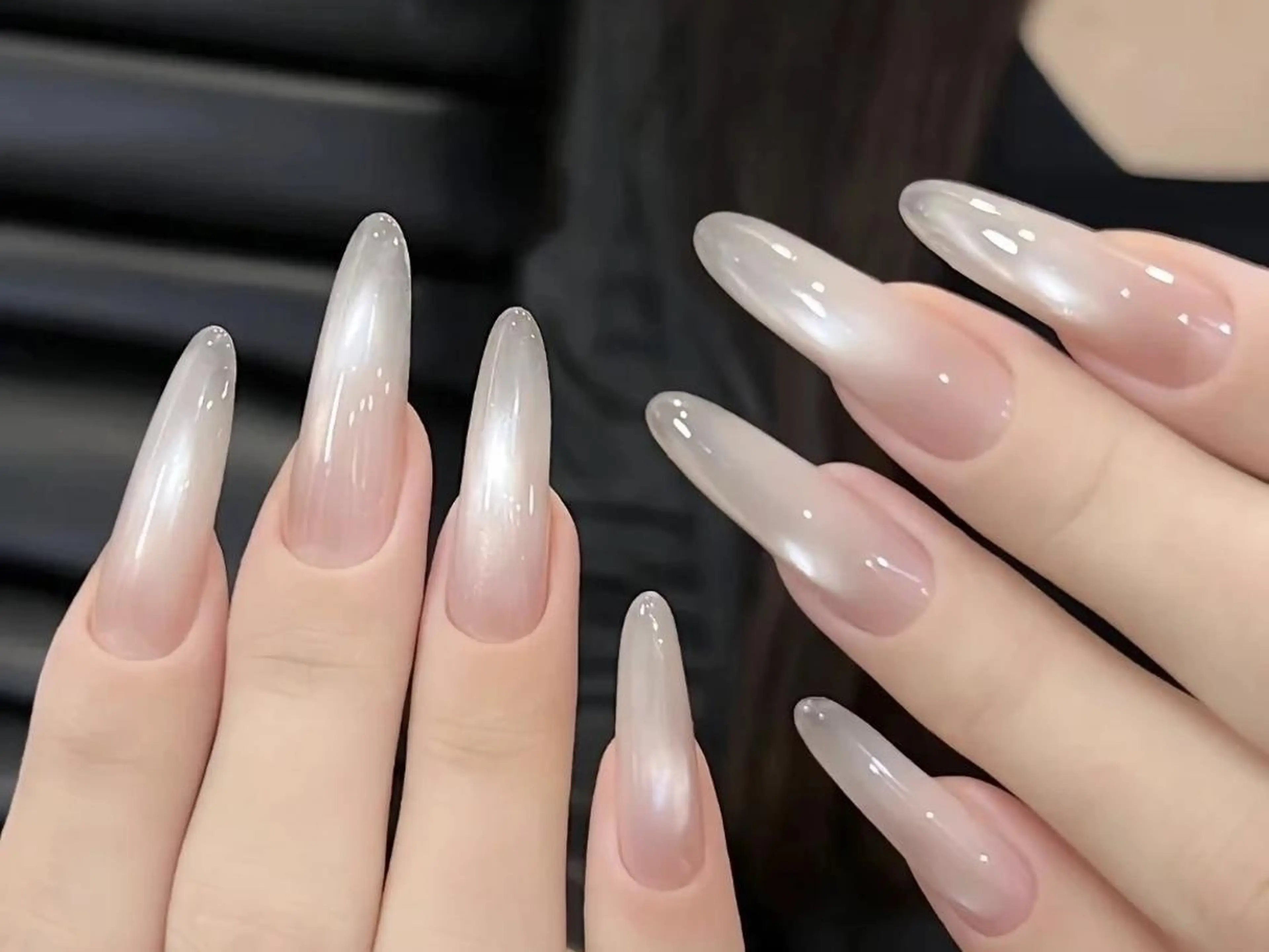ネイル オーロラネイル チークネイル 長さ出し フットネイル フレンチネイル Pretty nailのネイルデザイン