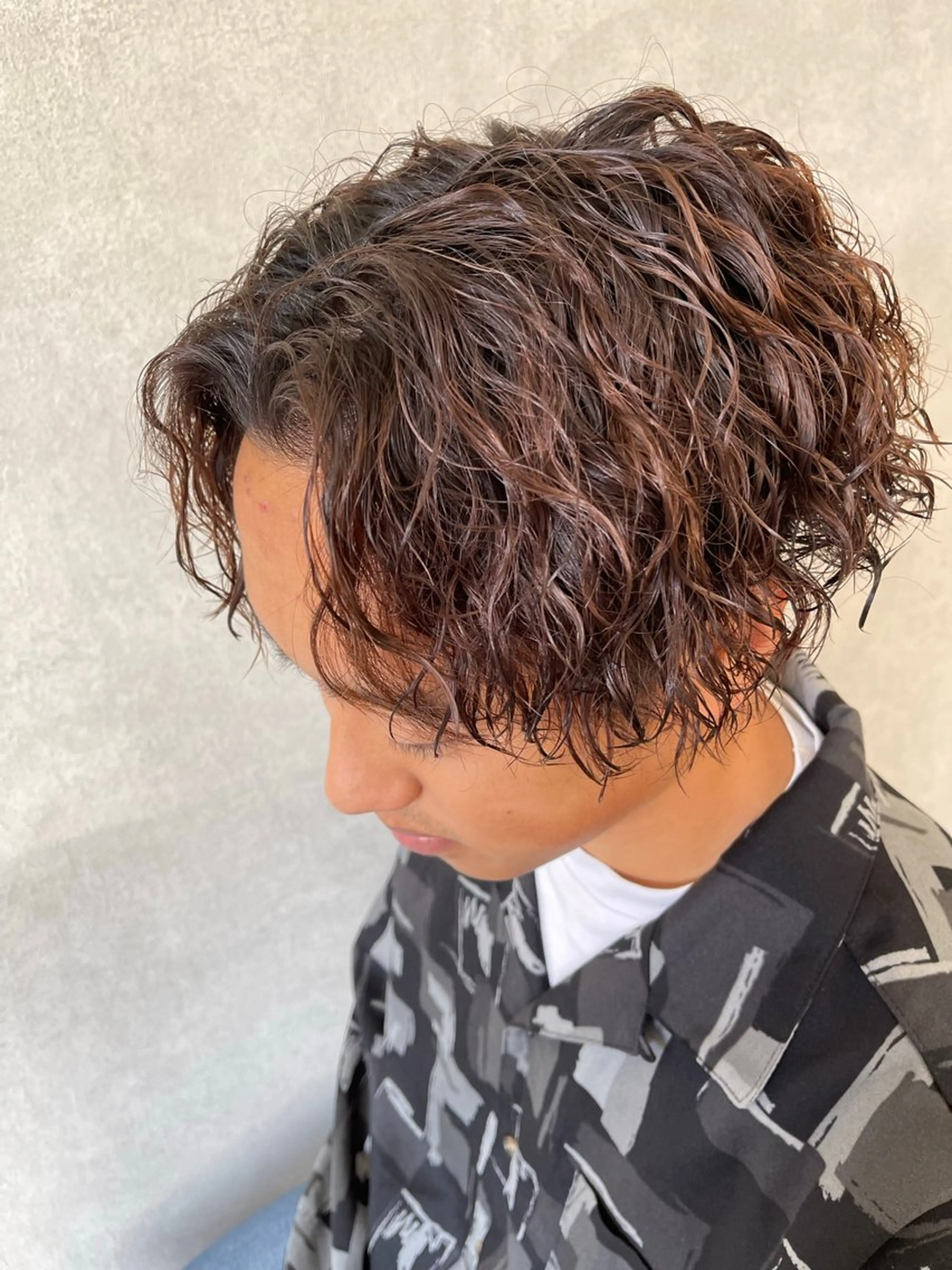 ミディアム パーマ メンズ センターパート カット パーマ tatsuki/ 天神メンズパーマのヘアスタイル