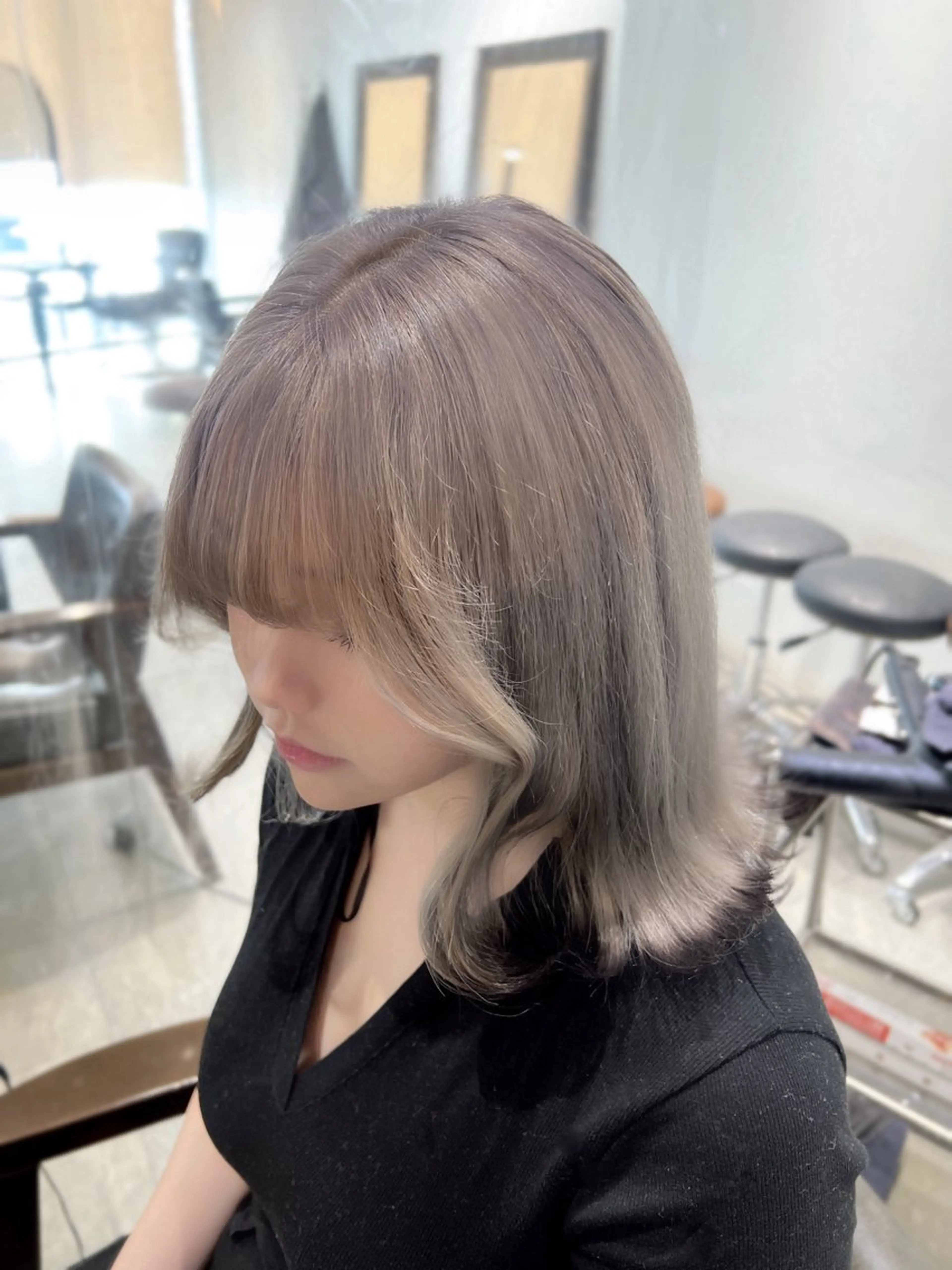 ミディアム カラー ヘアアレンジ 🎀ハイトーン・艶 カラー HANA🎀のヘアスタイル
