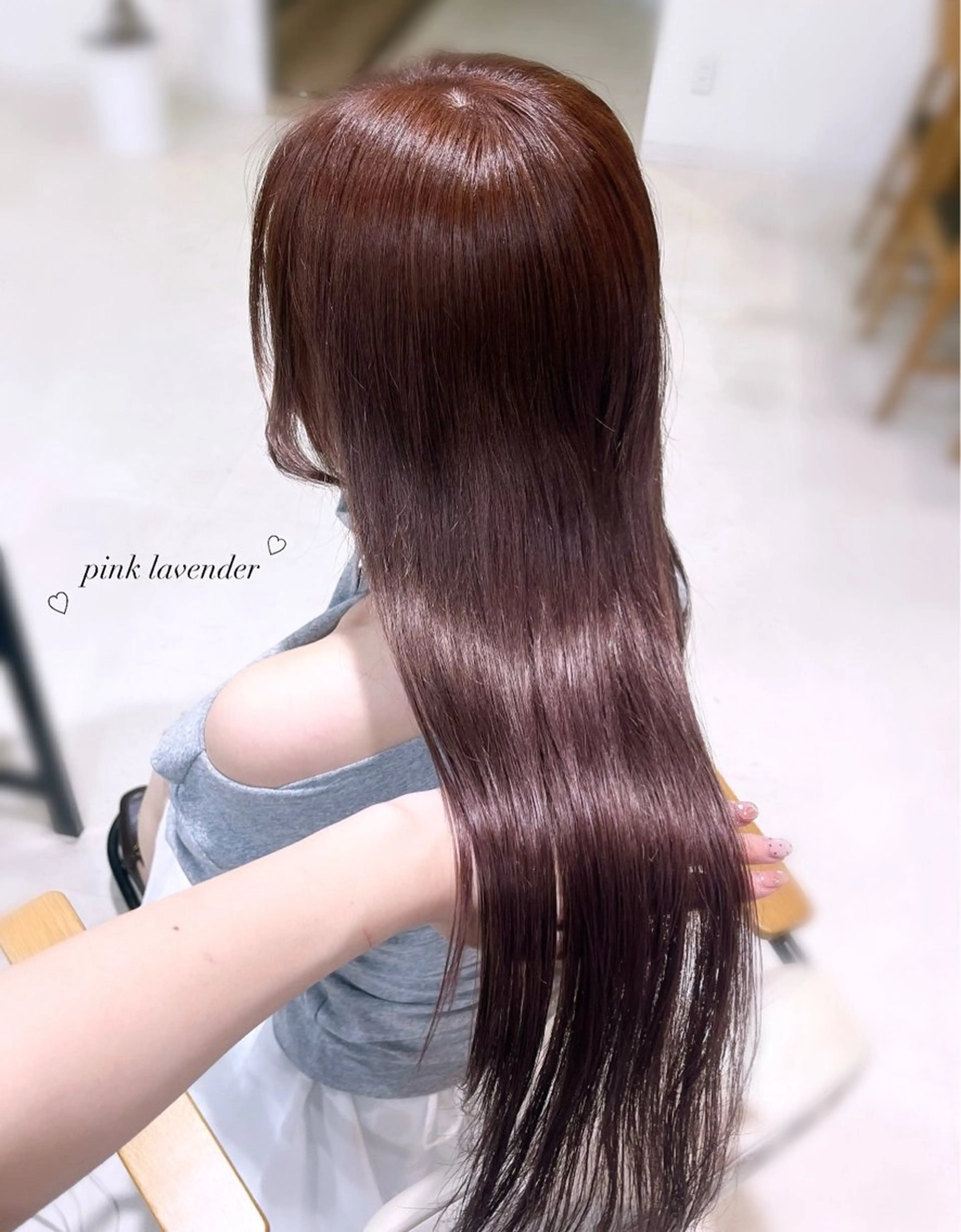 ロング ピンクラベンダー ヘアカラー amoretto 天文館店🎀ひなのヘアスタイル