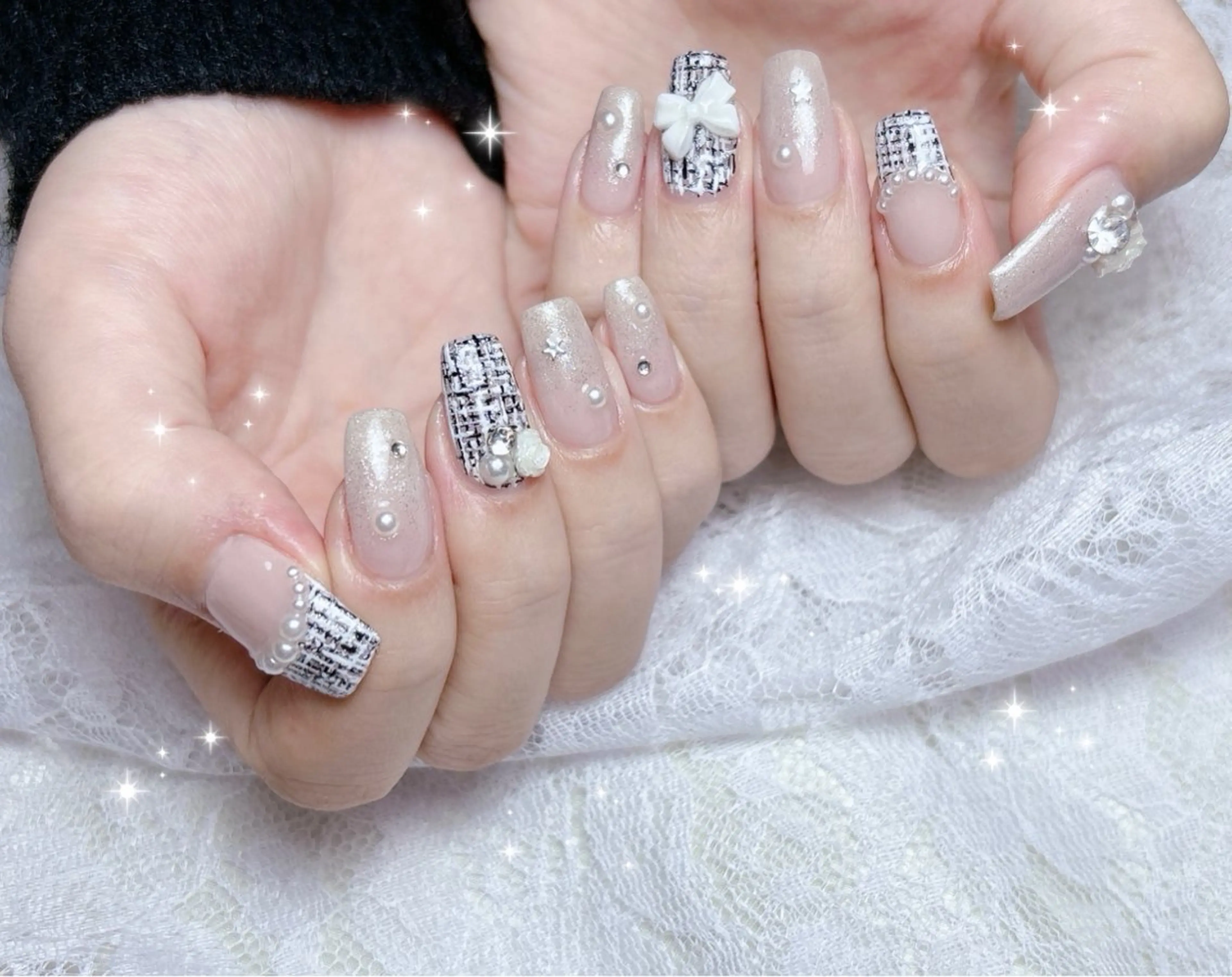 ネイル アートネイル ツイードネイル ハンドネイル FLARE NAIL フレアネイルのネイルデザイン