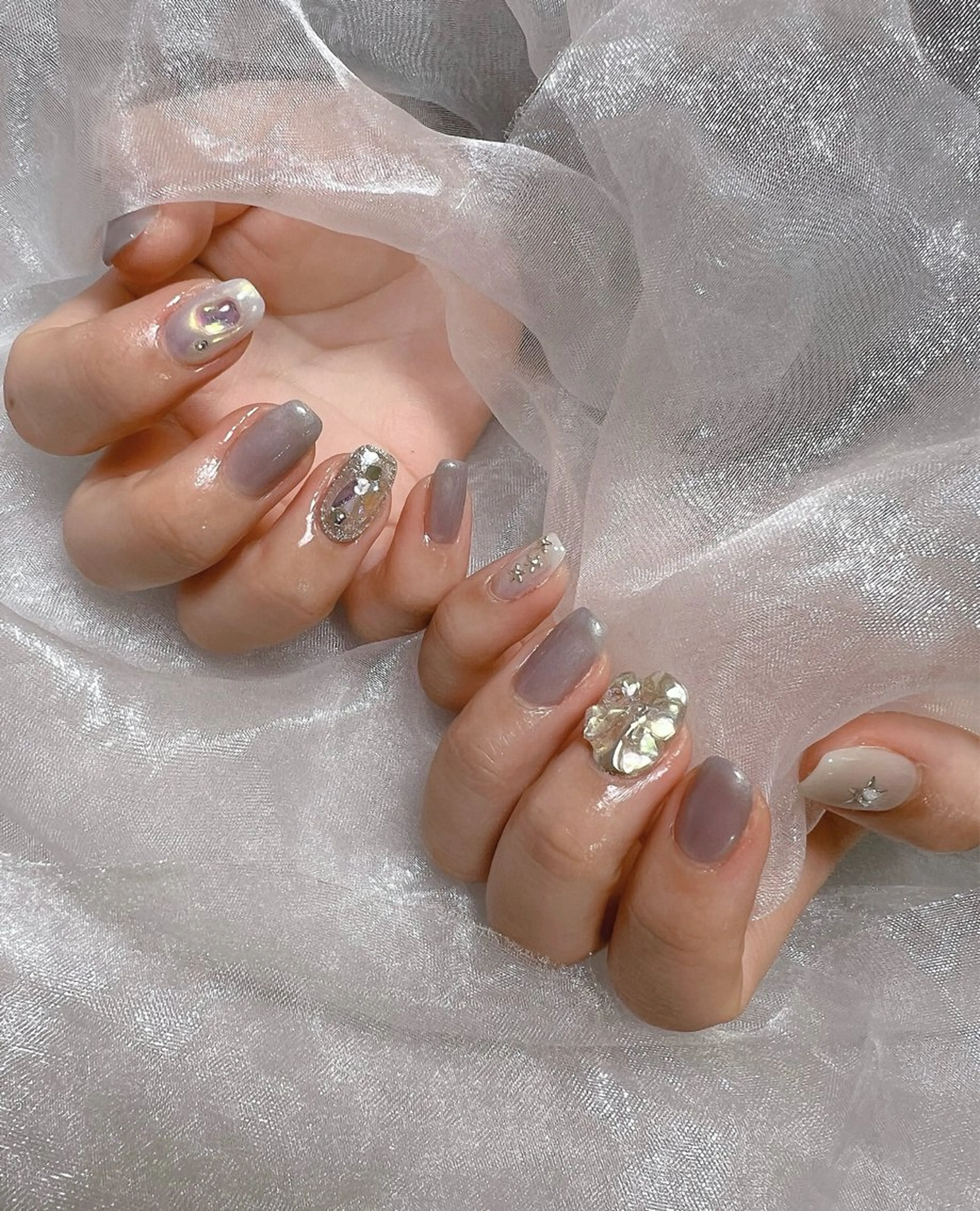 ネイル フットネイル ジェルネイル 氷ネイル・うるうるネイル 韓国ネイル 春ネイル ハンドネイル nail salon Lauleaのネイルデザイン