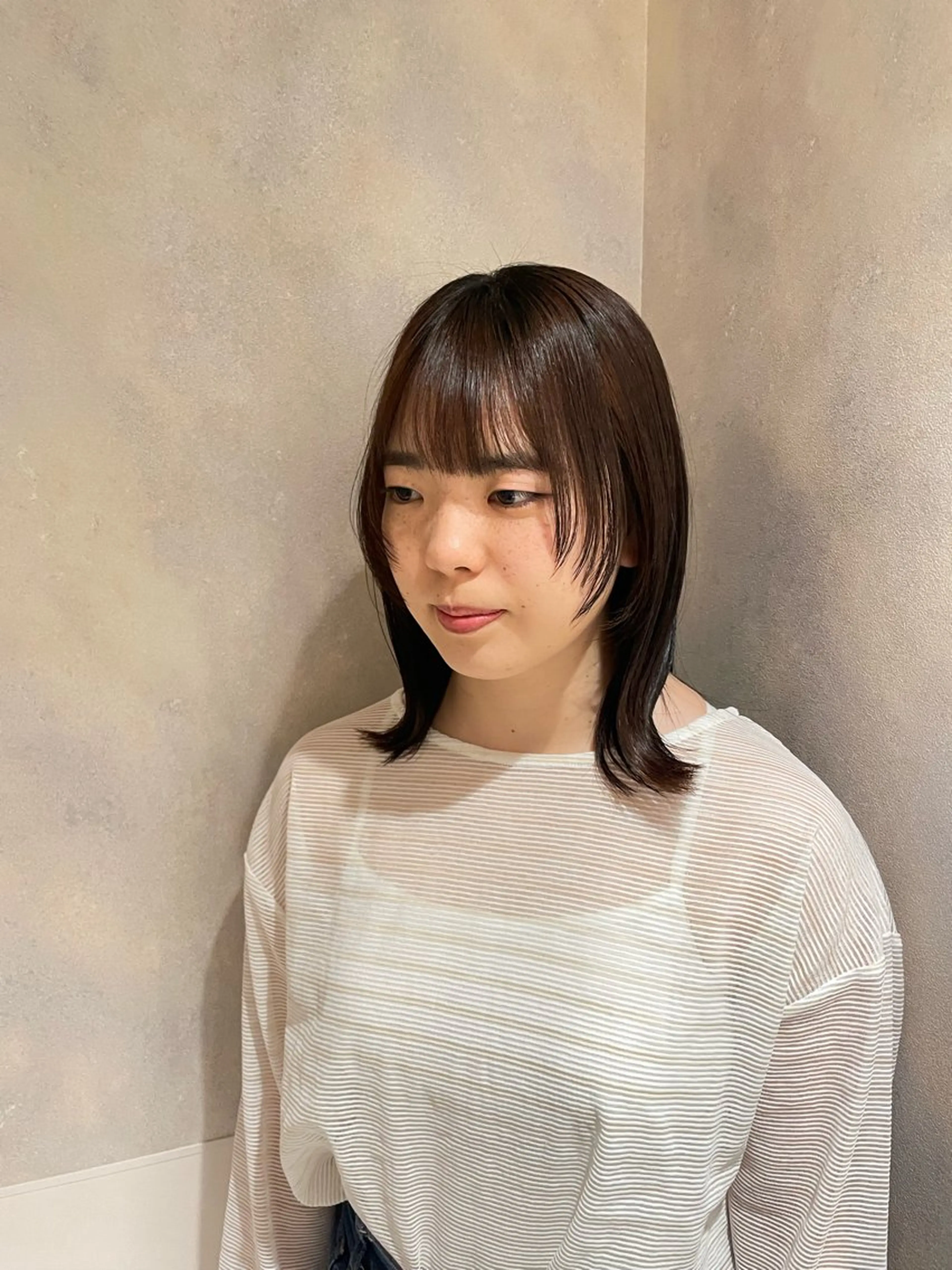 ミディアム カラー カット ヘアカラー 野町好花 レイヤー/パーマのヘアスタイル